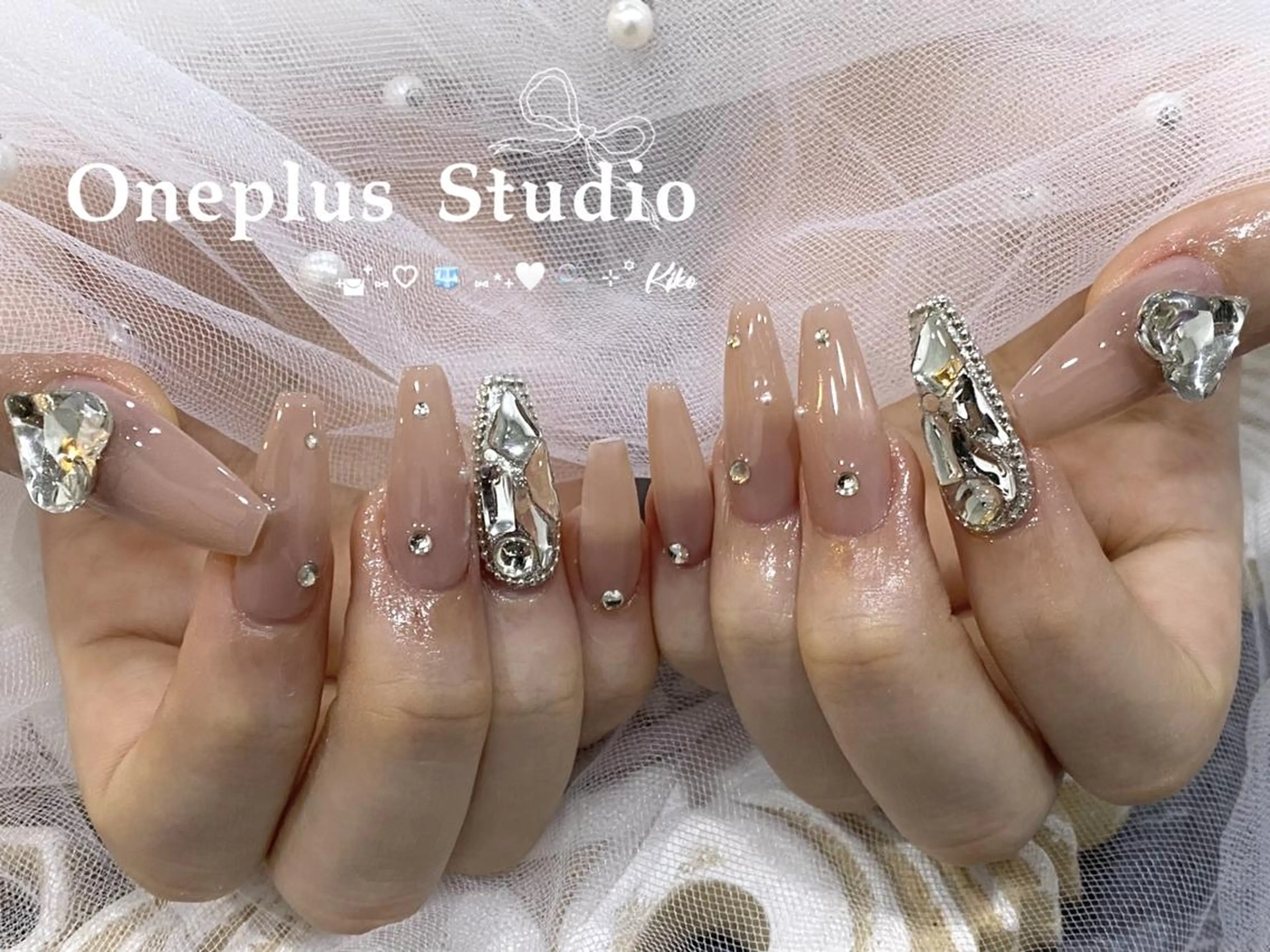 ネイル アニマル柄 ボルドー ブラウン フレンチネイル マグネットネイル One plus StudioNailのネイルデザイン