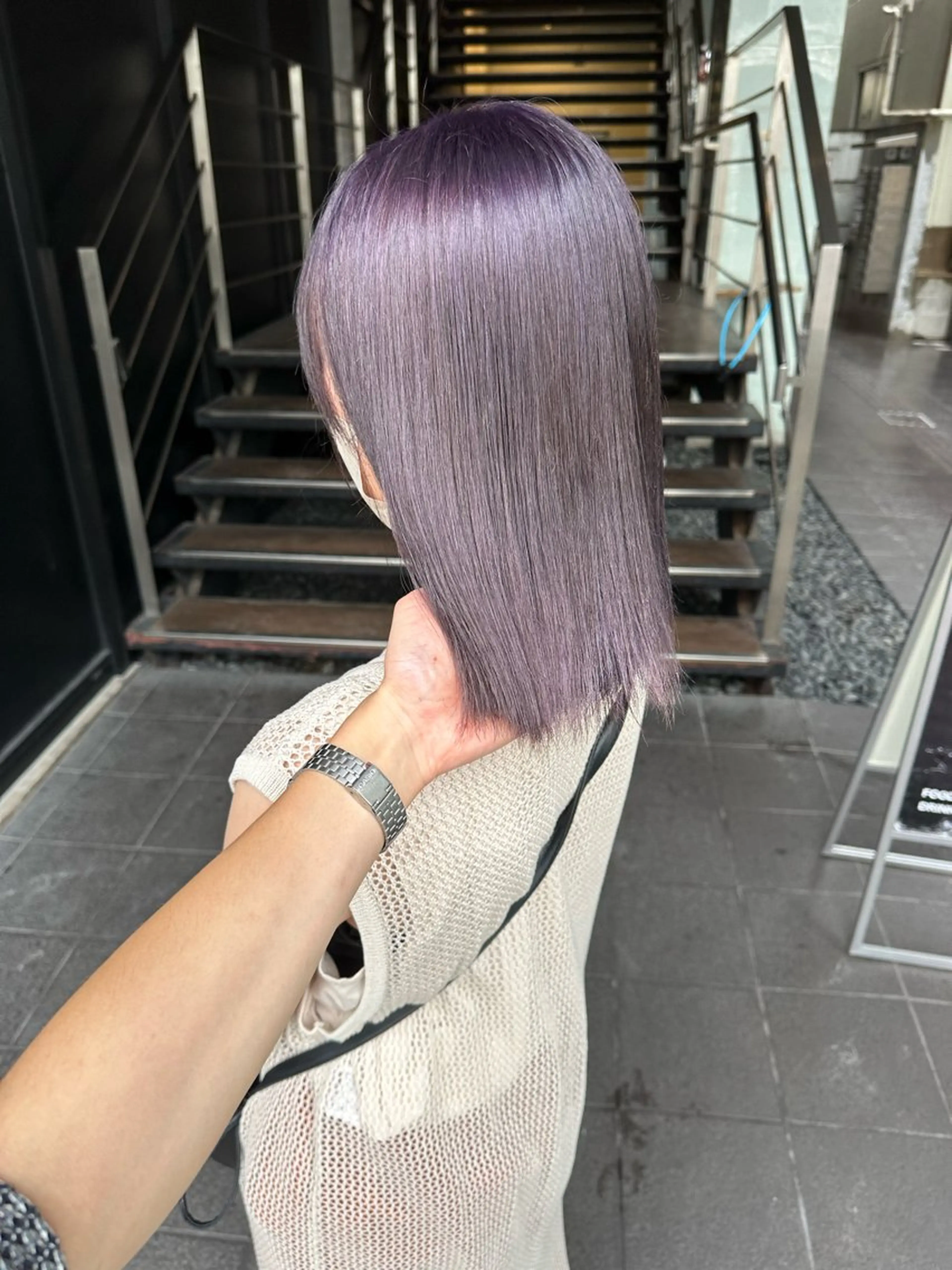 ミディアム カラー ヘアアレンジ バレイヤージュ ブリーチ ケアブリーチ ダブルカラー グラデーションカラー 天神/ブリーチ/ ブリーチなしカラーのヘアスタイル