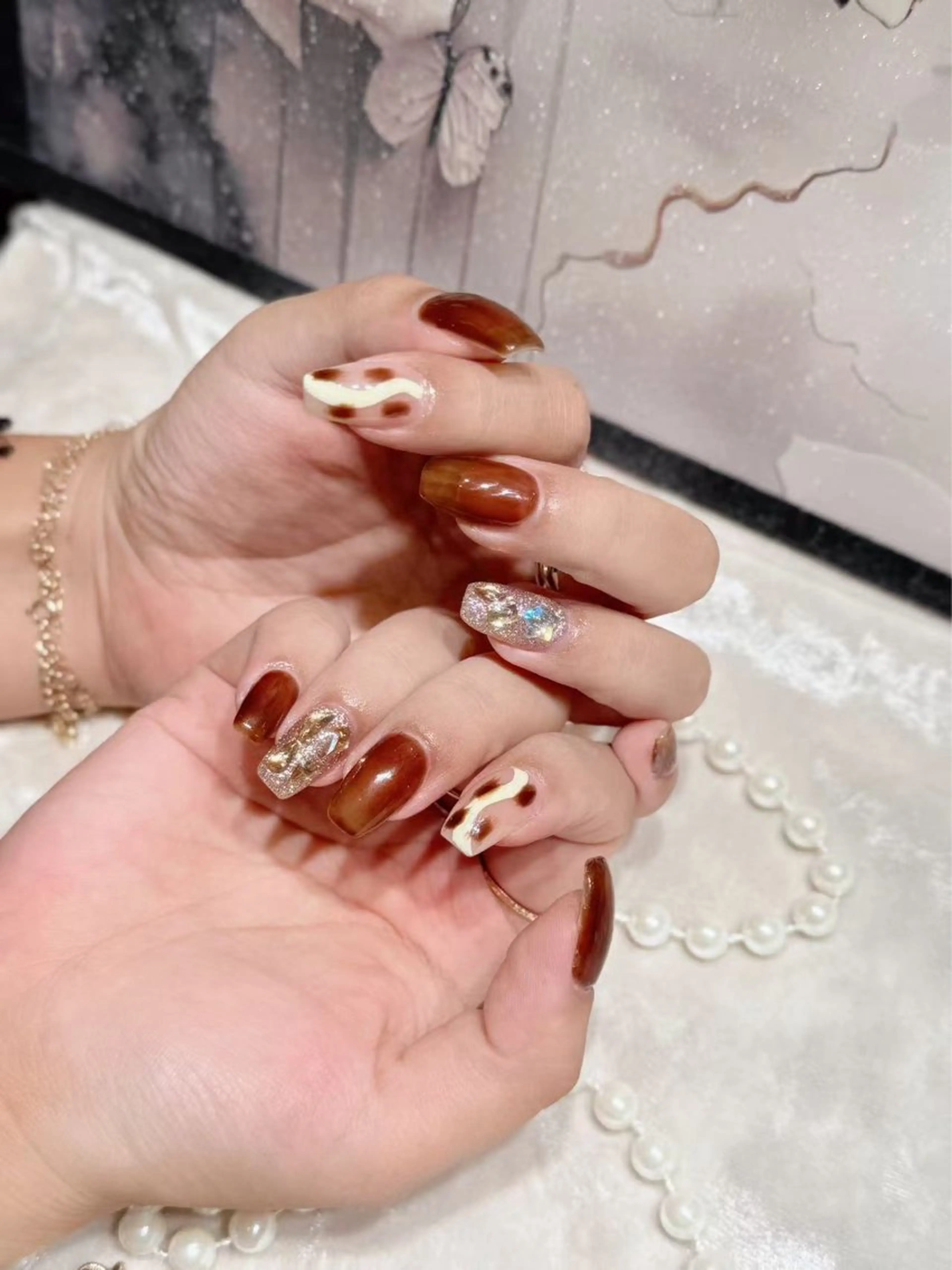 ネイル アートネイル フットネイル ジェルネイル ハート マグネットネイル Babarla　Nail　Salon所属・babarla Nailのネイルデザイン