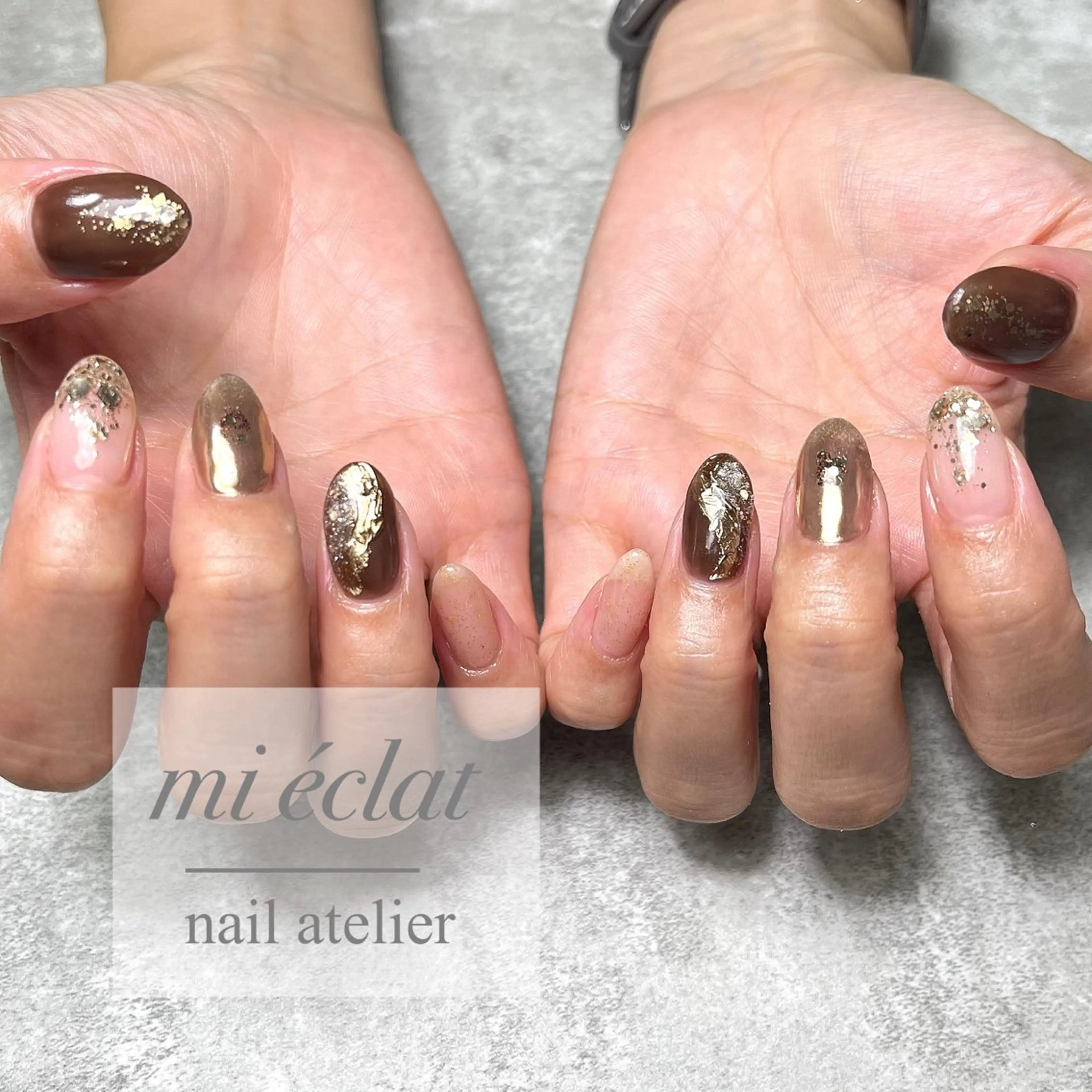 ネイル アートネイル ミラーネイル ニュアンスネイル mi éclat ミ　エクラのネイルデザイン