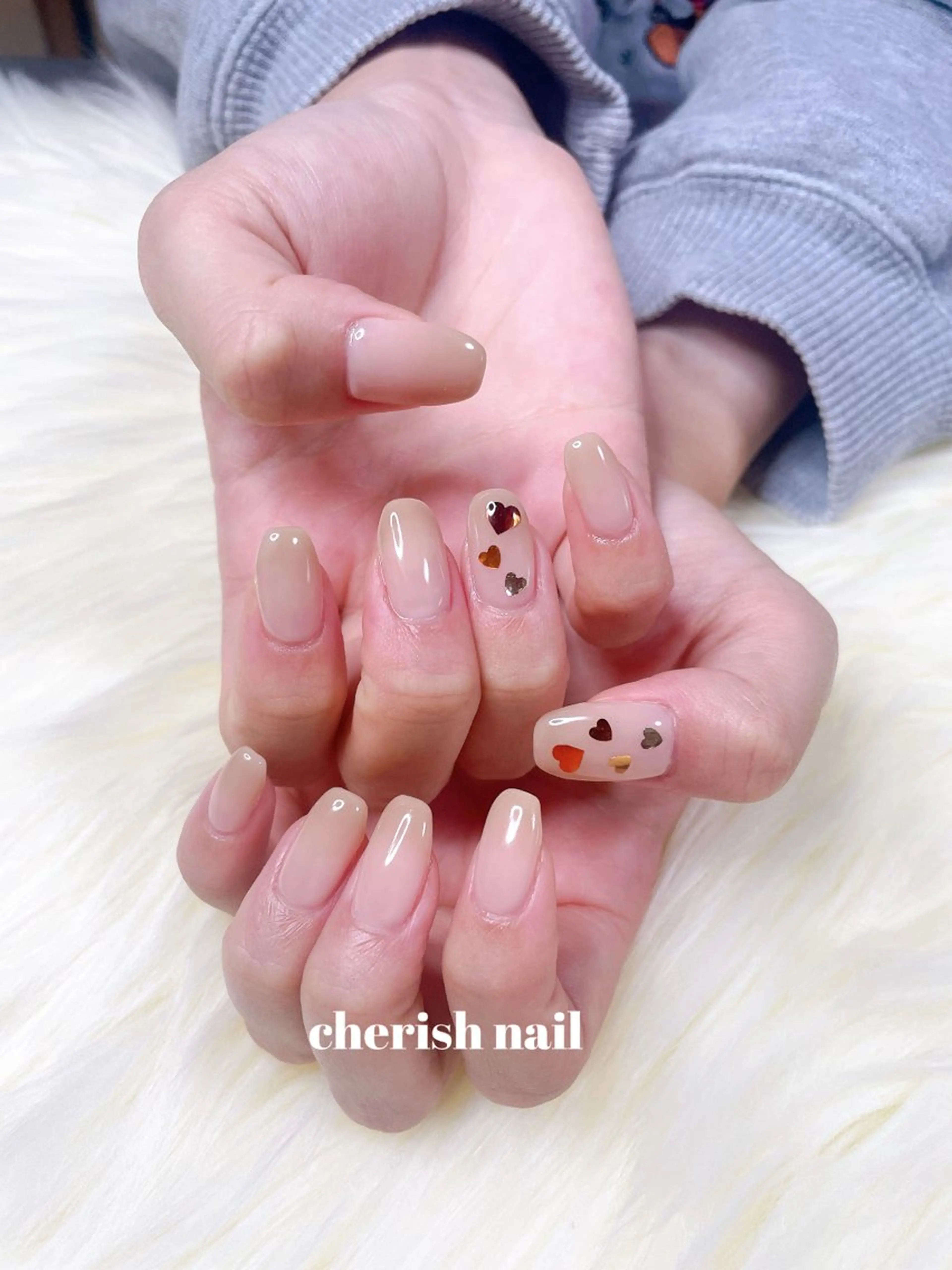 ネイル グラデーション ハート ハンドネイル cherish nailのネイルデザイン