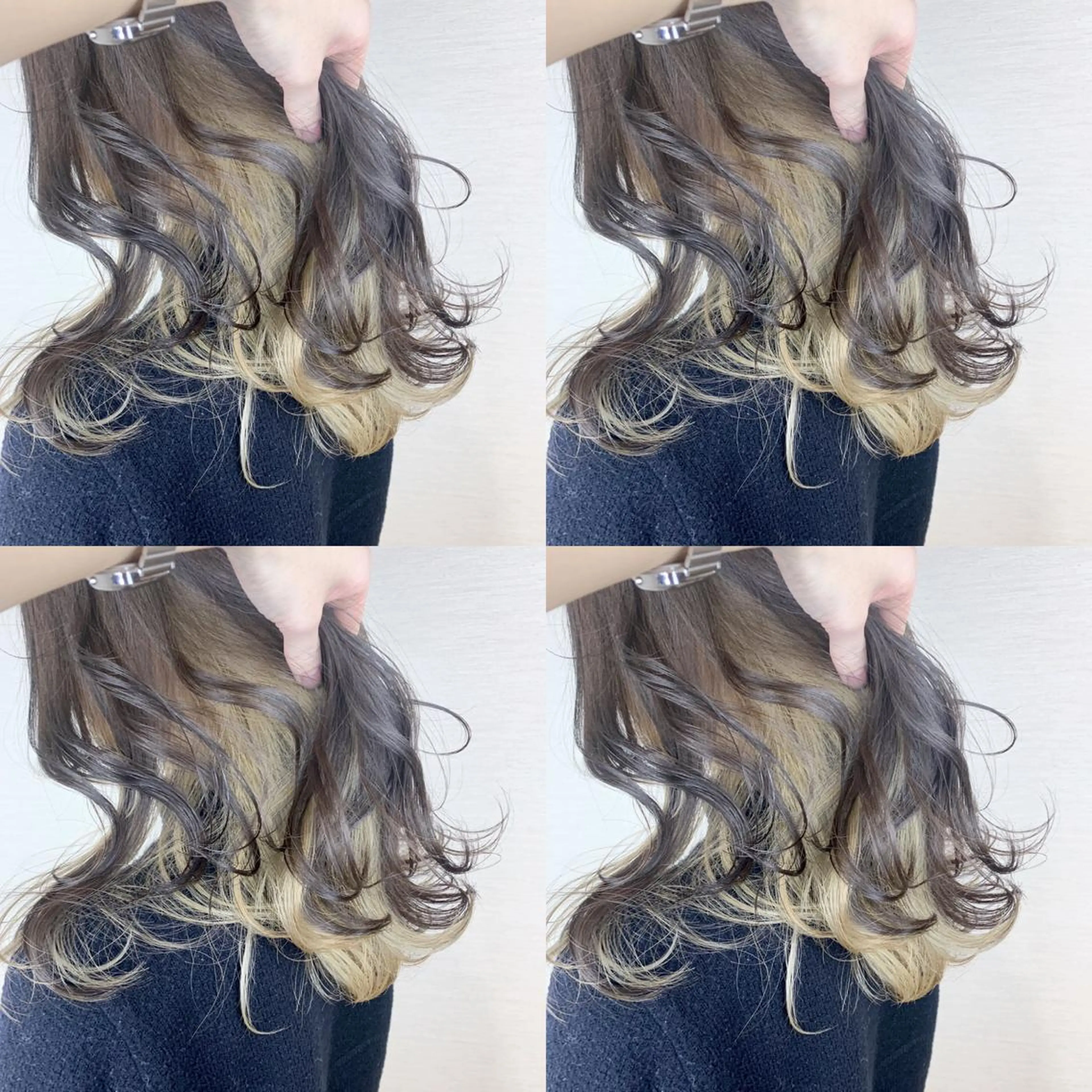 セミロング カラー 韓国レイヤーカット/ ダブルカラーのヘアスタイル