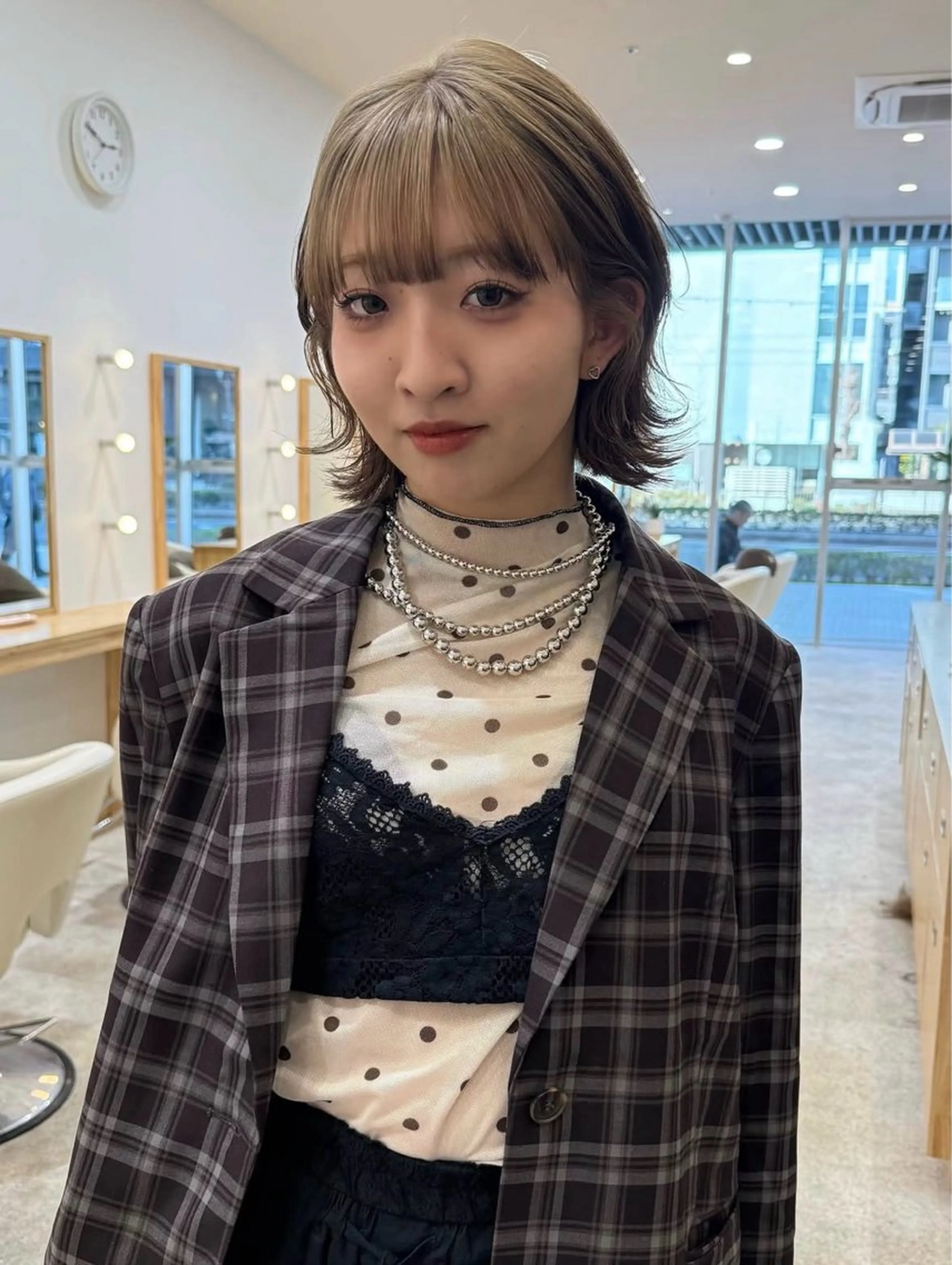 ミディアム カラー カット ヘアカラー 暖色系/ブリーチ/ 豊橋/ノア𝜗𝜚のヘアスタイル