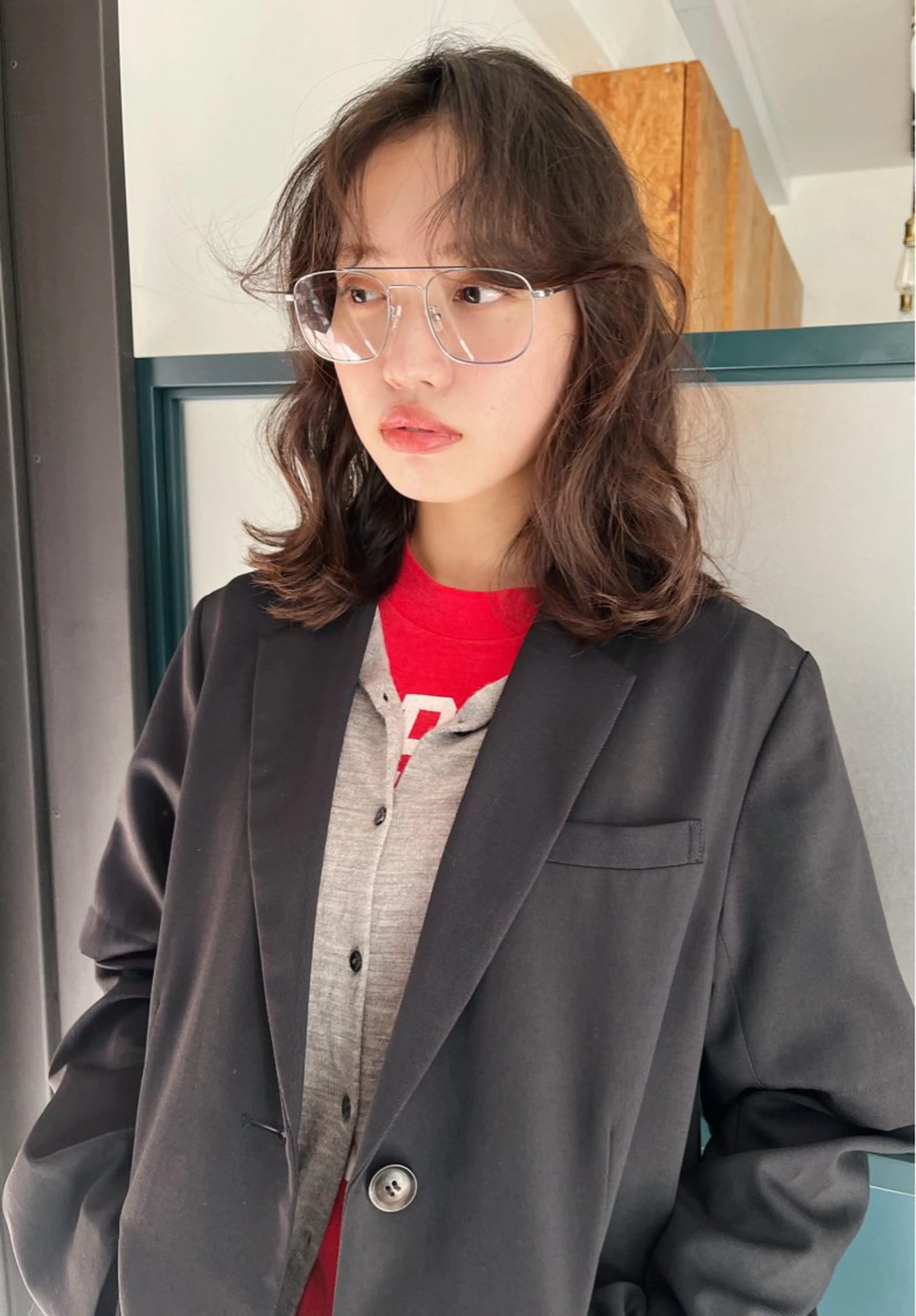 ミディアム カット パーマ 暖色/パーマ 🌼クニトウメイのヘアスタイル