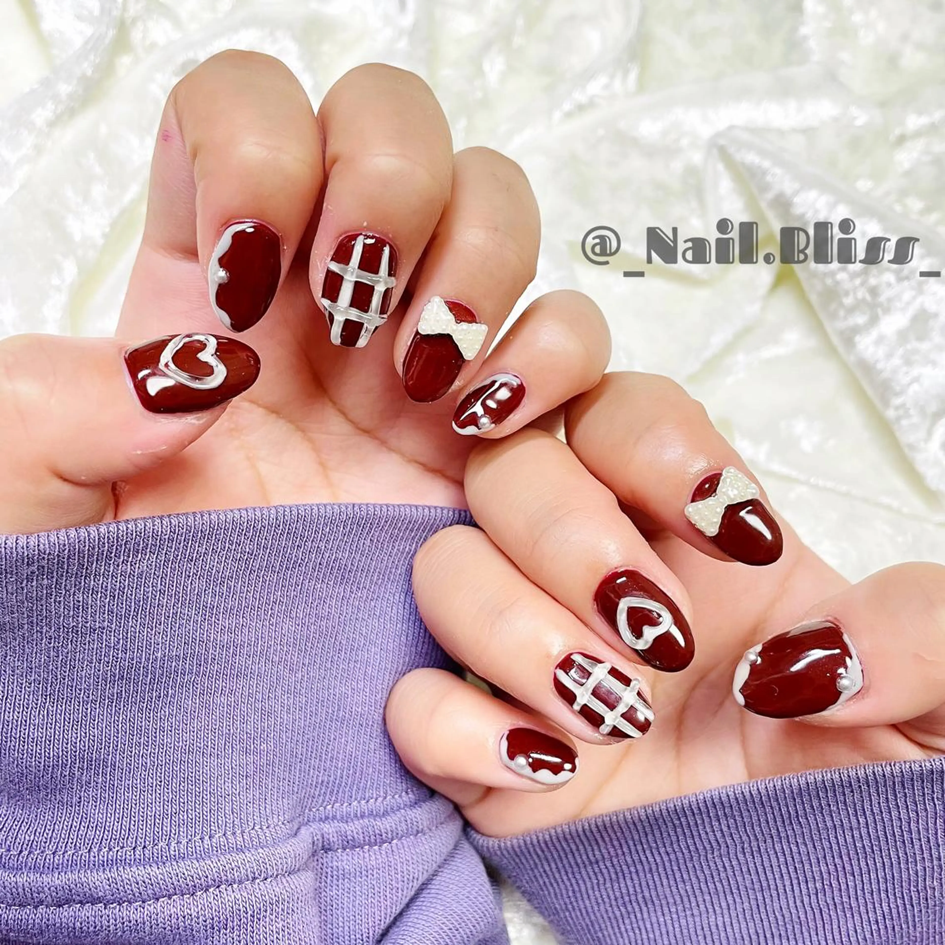 ネイル ボルドー ハンドネイル NAIL BLISSのネイルデザイン