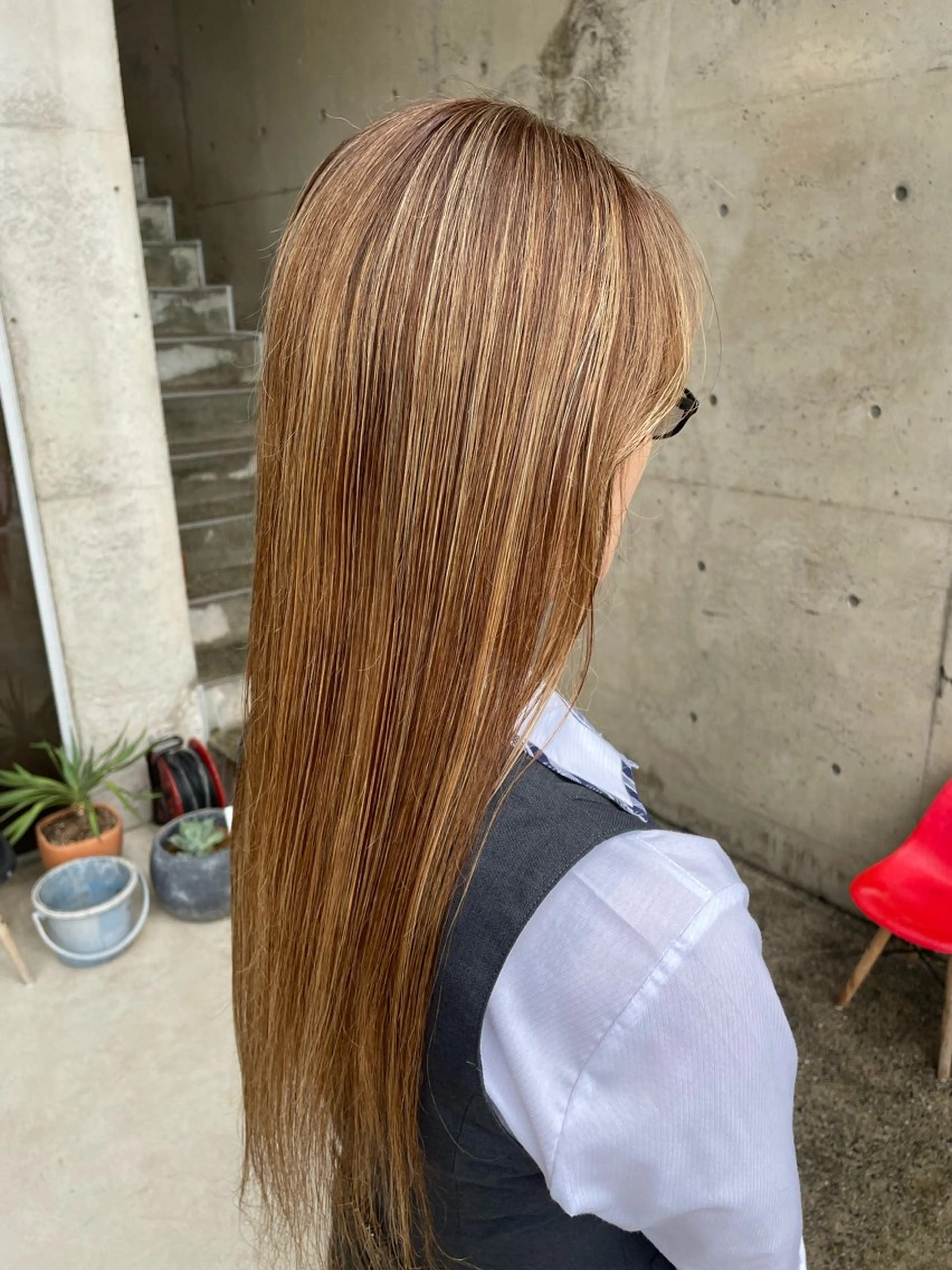 ロング カラー ハイライトカラー ハイライト 日高 香織のヘアスタイル