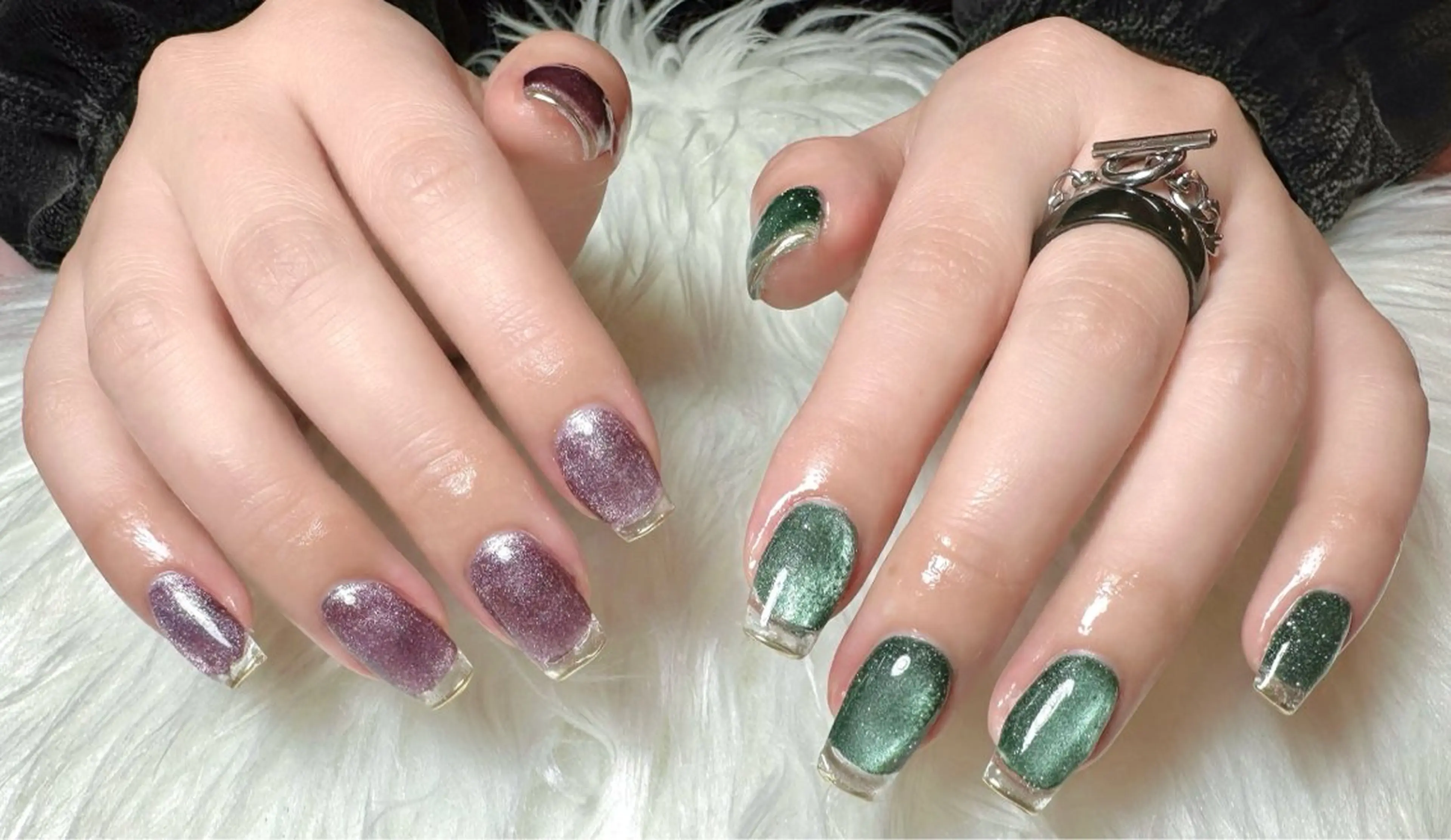 ネイル クリアネイル 長さ出し フレンチネイル マグネットネイル 持ち込み ハンドネイル untitled Mariのネイルデザイン