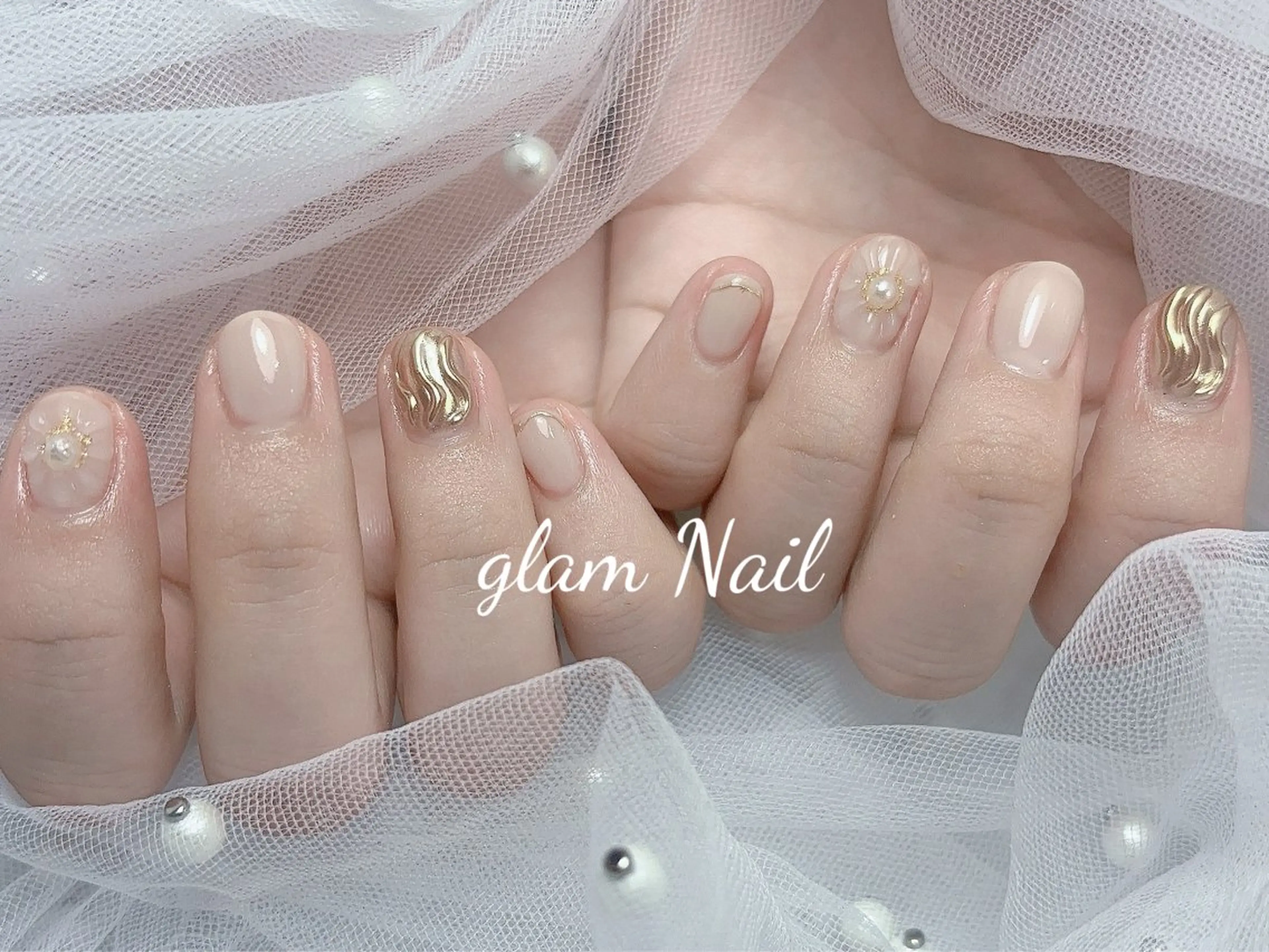 ネイル ハンドネイル エツメ💅 長さだし🎀デザインのネイルデザイン