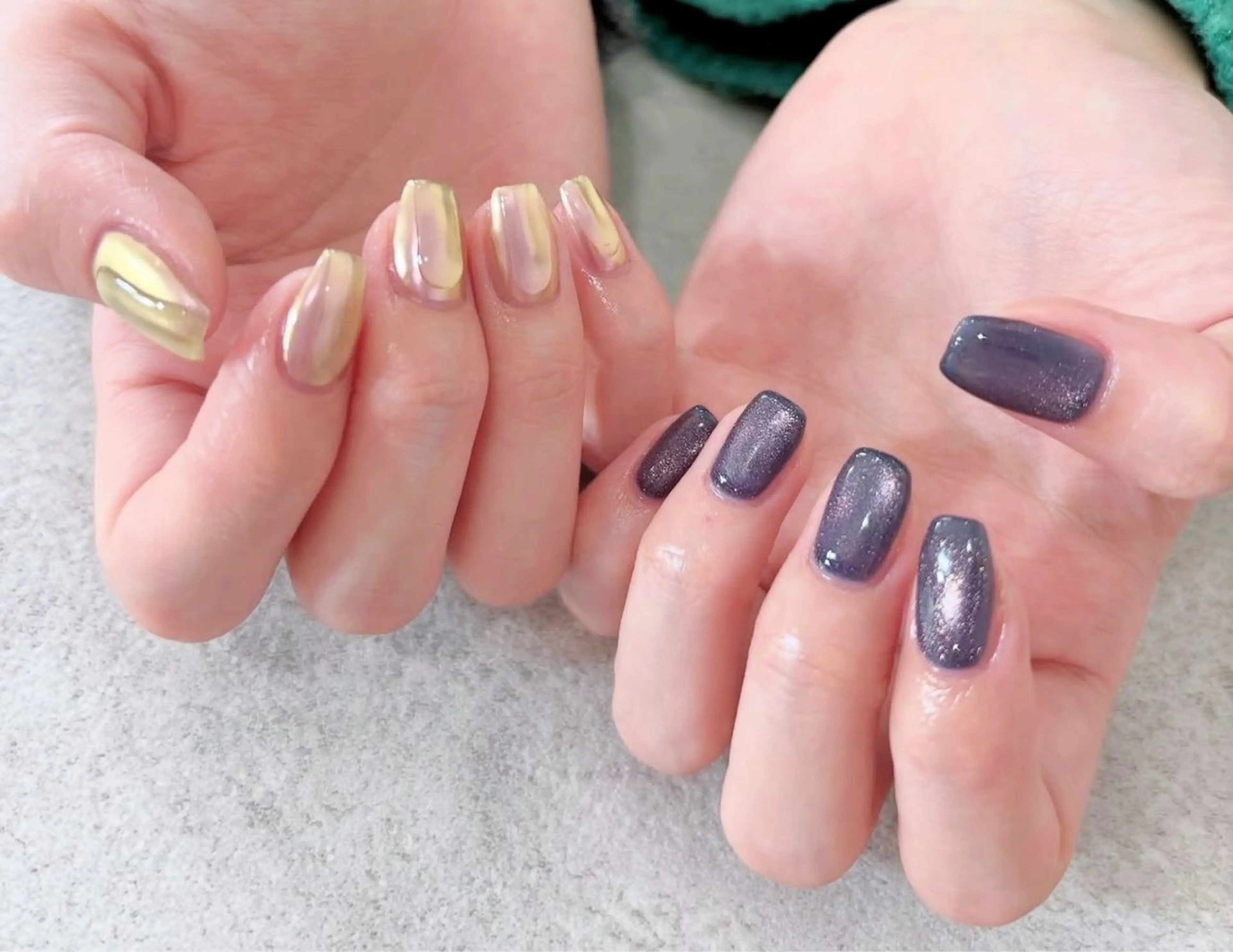 【Hand】★左右非対称マグネットとミラーネイルで飽きな(1ヶ月間に)の写真