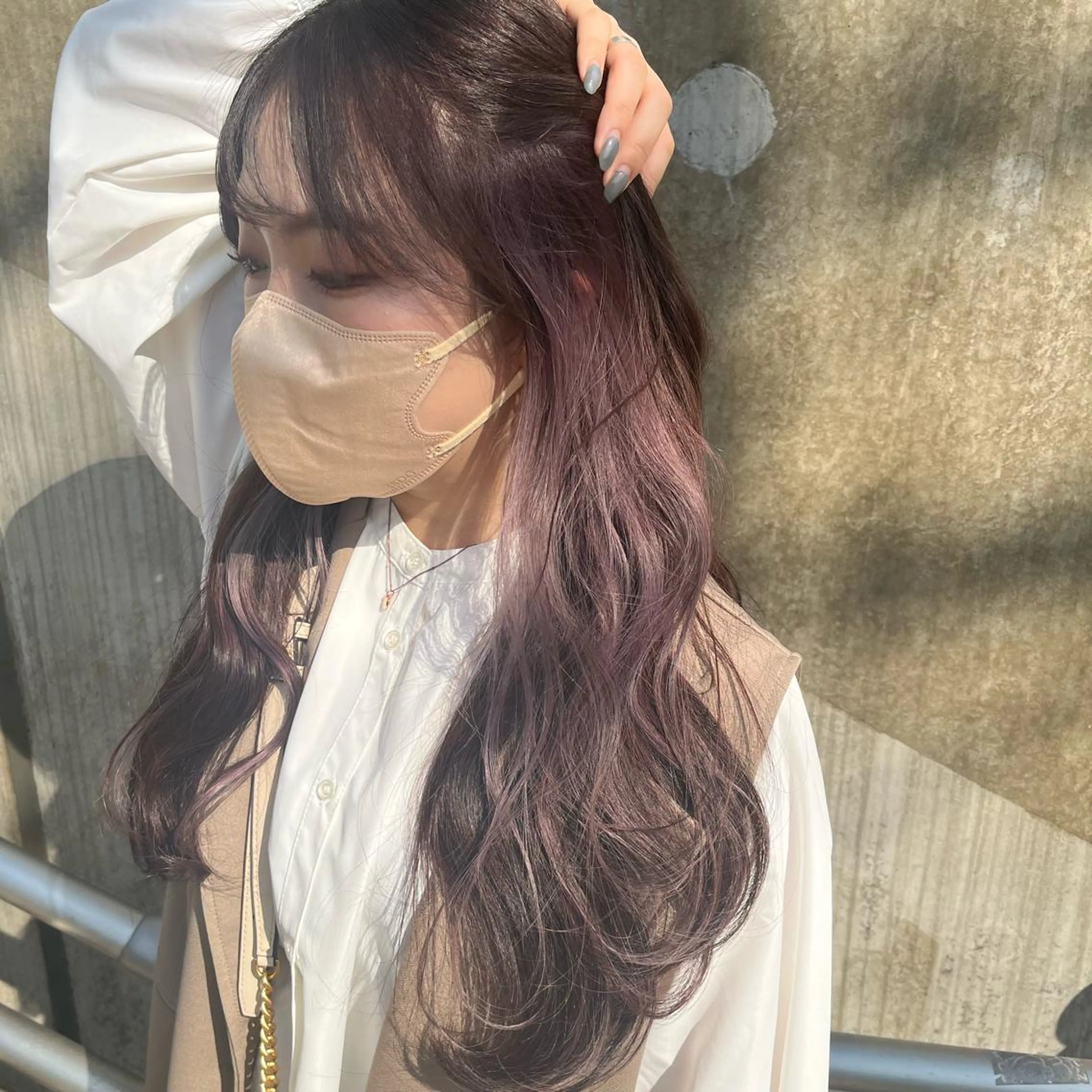 ロング カラー イヤリングカラー パープルカラー 長谷川 湧のヘアスタイル