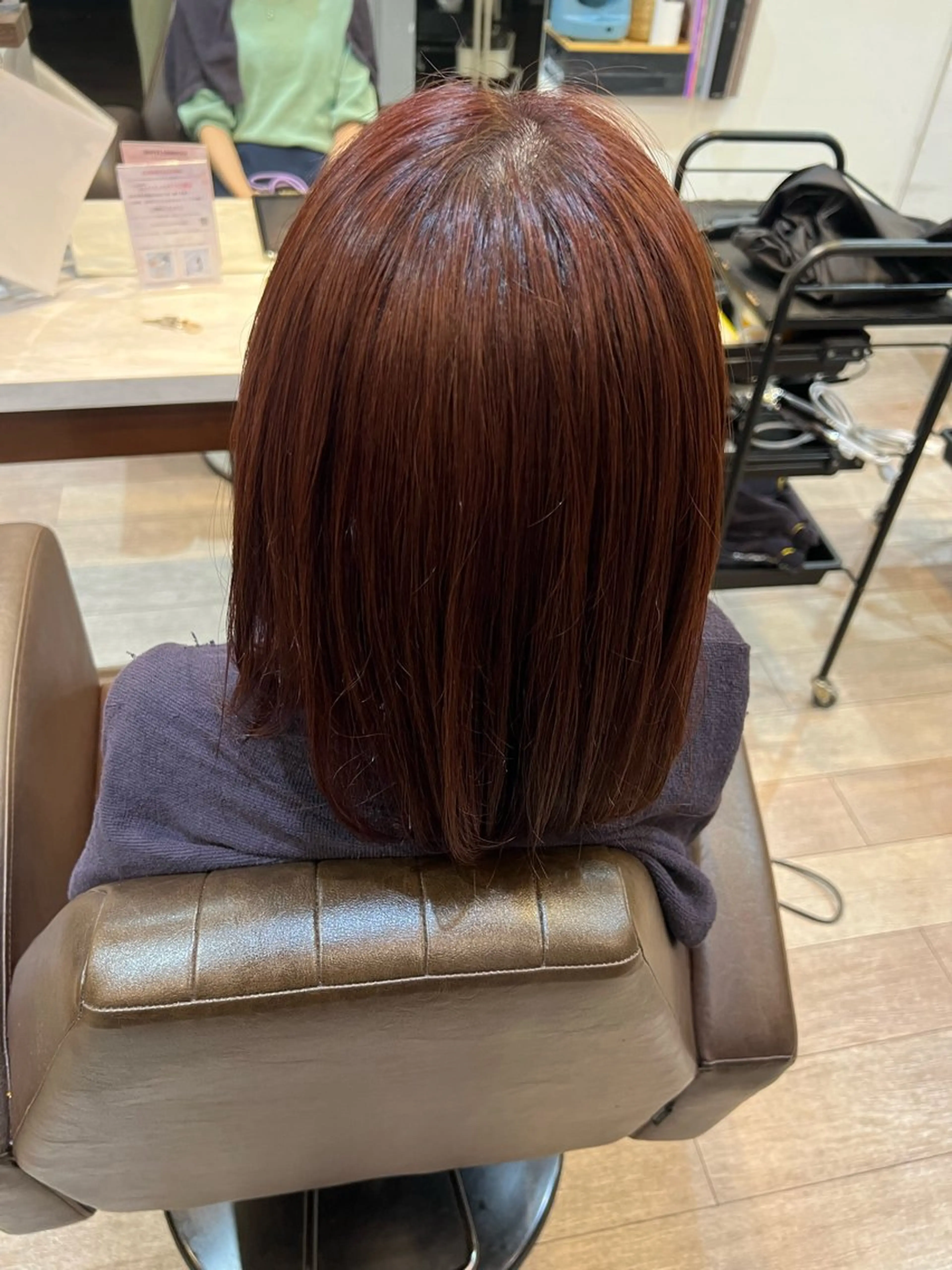 ミディアム カラー ブラウンカラー レッドカラー レッドブラウン 🥀さとう ゆうな🥀のヘアスタイル