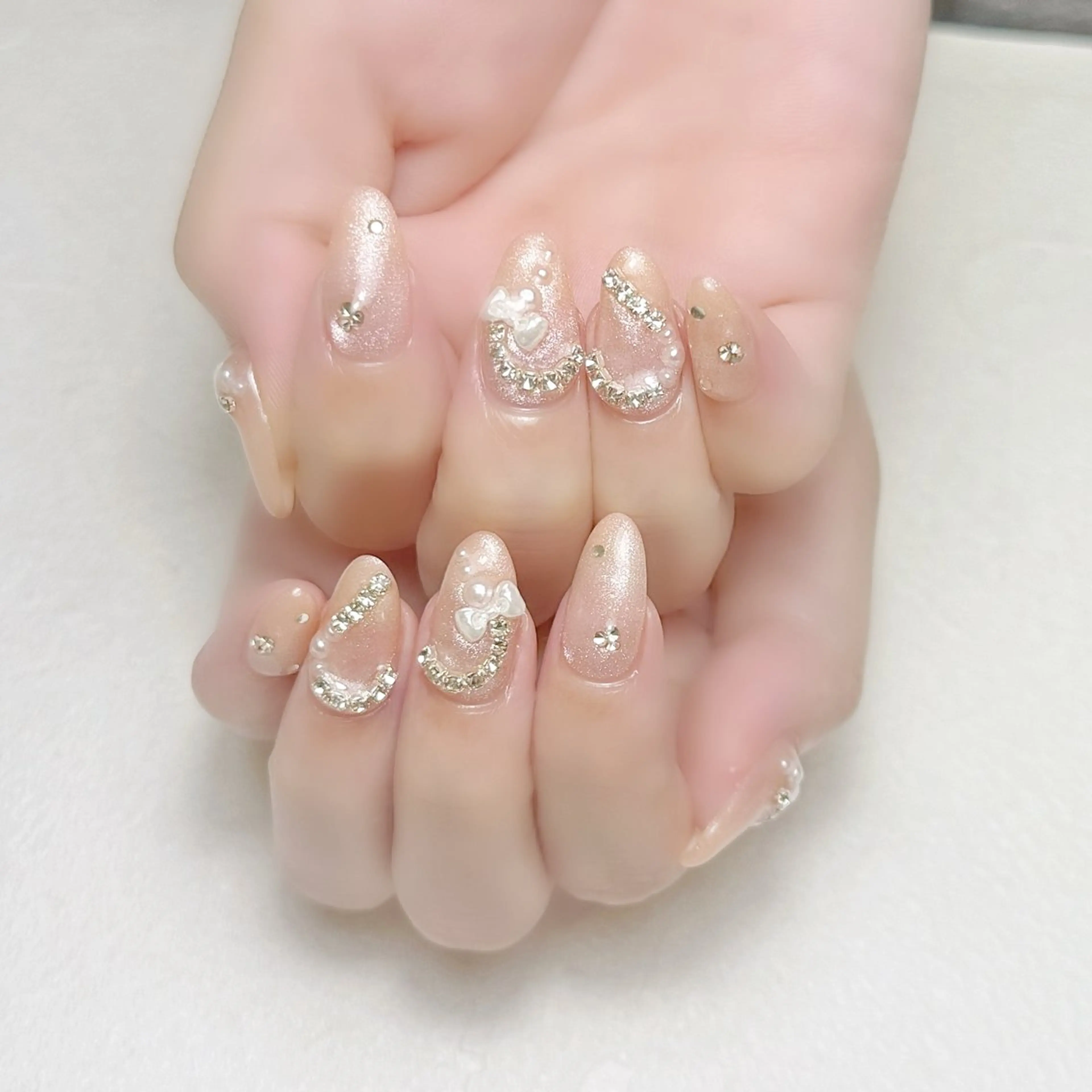 ネイル ハート ラメ(グリッター) マグネットネイル リボン 夏ネイル rouse nail RISATOのネイルデザイン