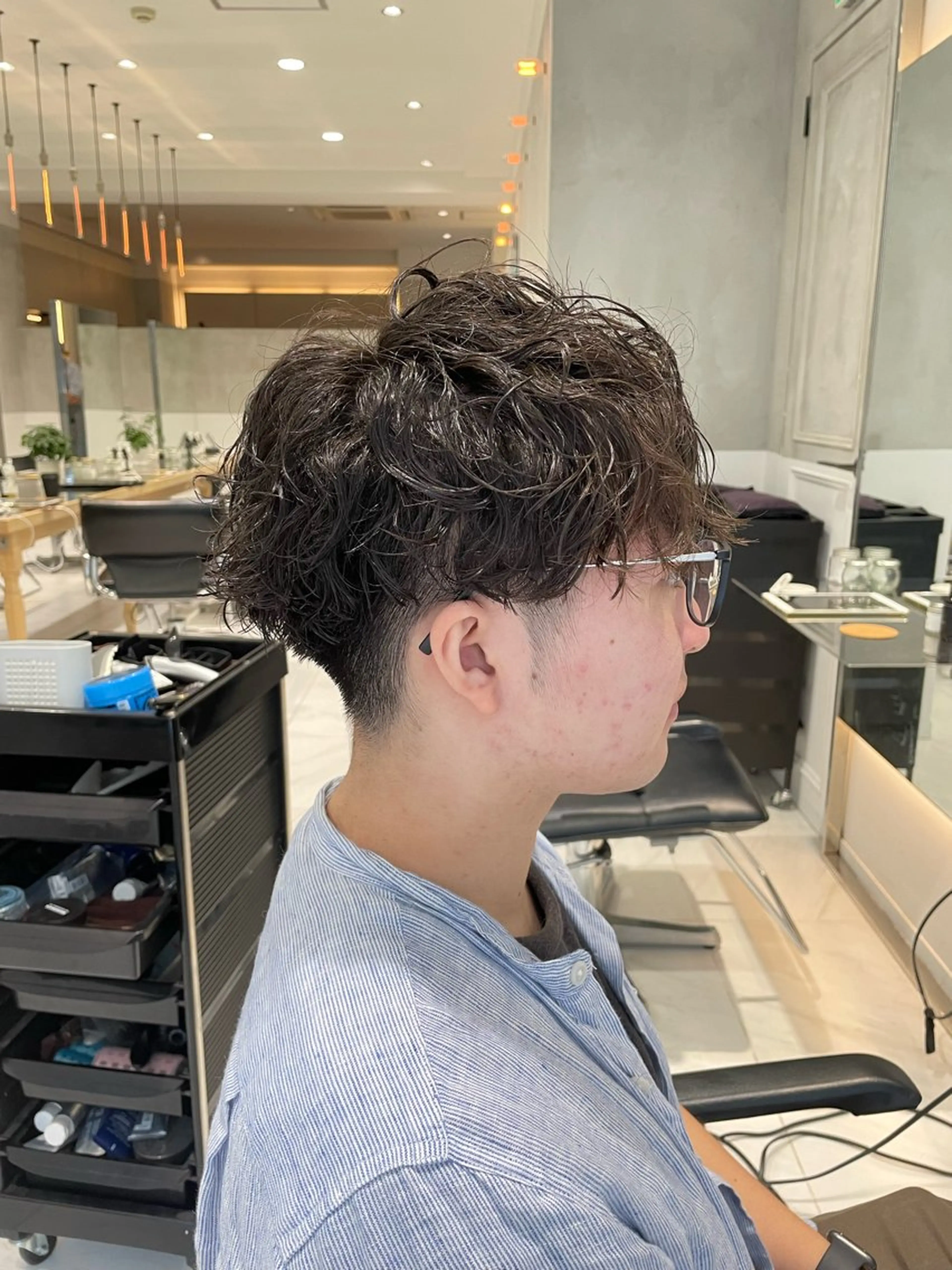 メンズ カット パーマ トリートメント ヘッドスパ ヘアセット オリーブ カラー✨有坂映哉のヘアスタイル