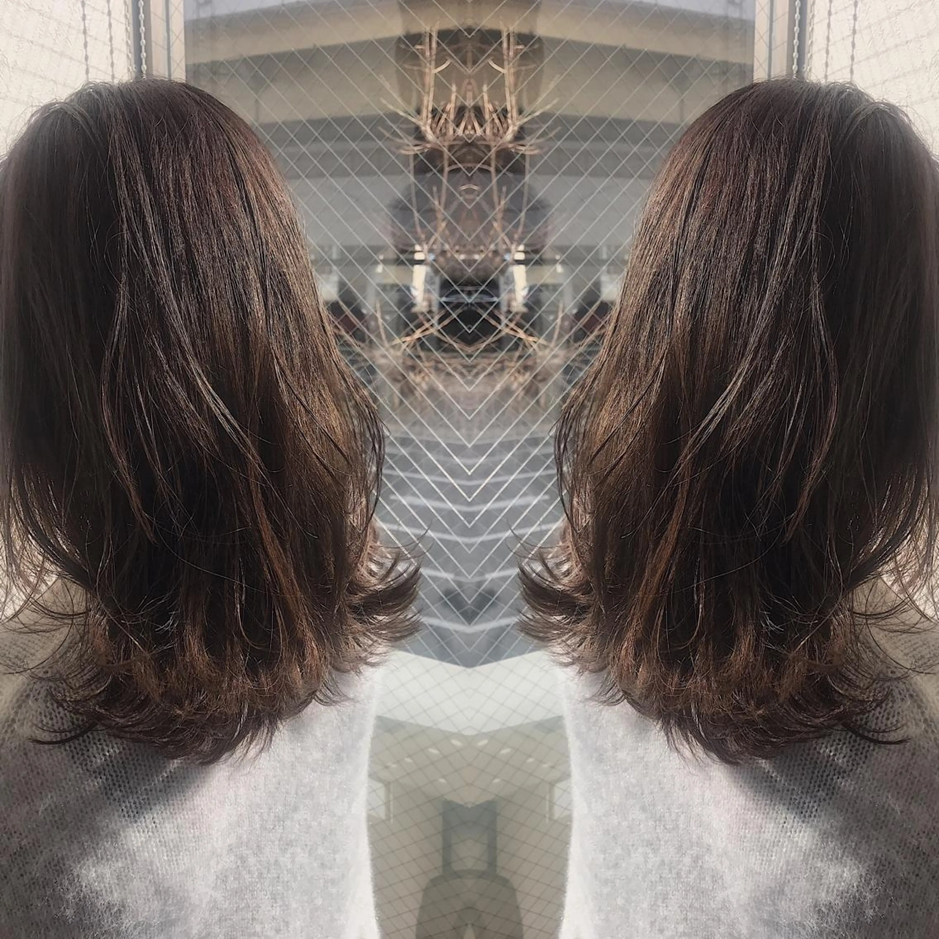 ミディアム カラー グレージュ ハイライトカラー ハイライト ヘアカラー 柴田 祐輔のヘアスタイル