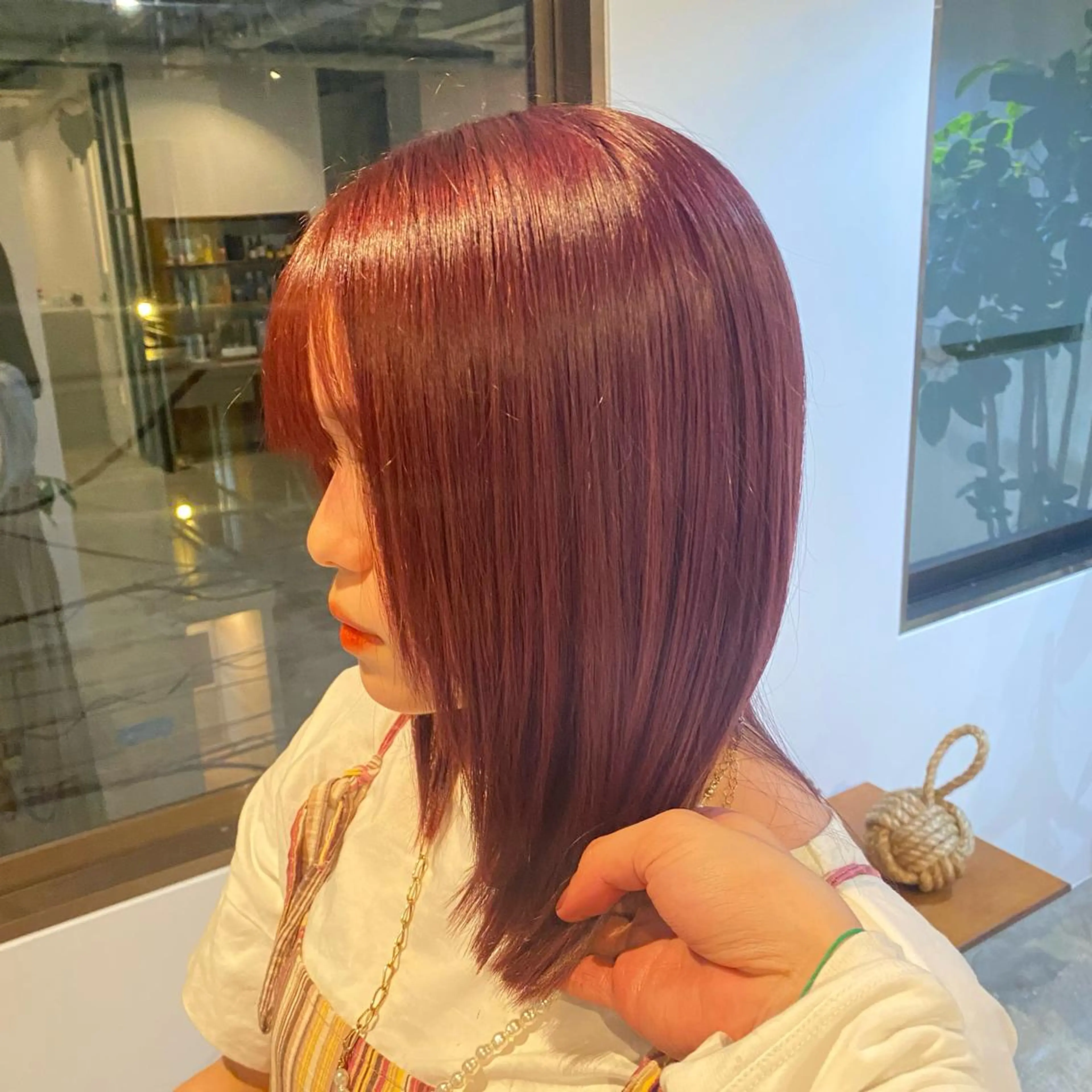 ミディアム カラー ピンクカラー ♡レイヤーカット れお♡のヘアスタイル