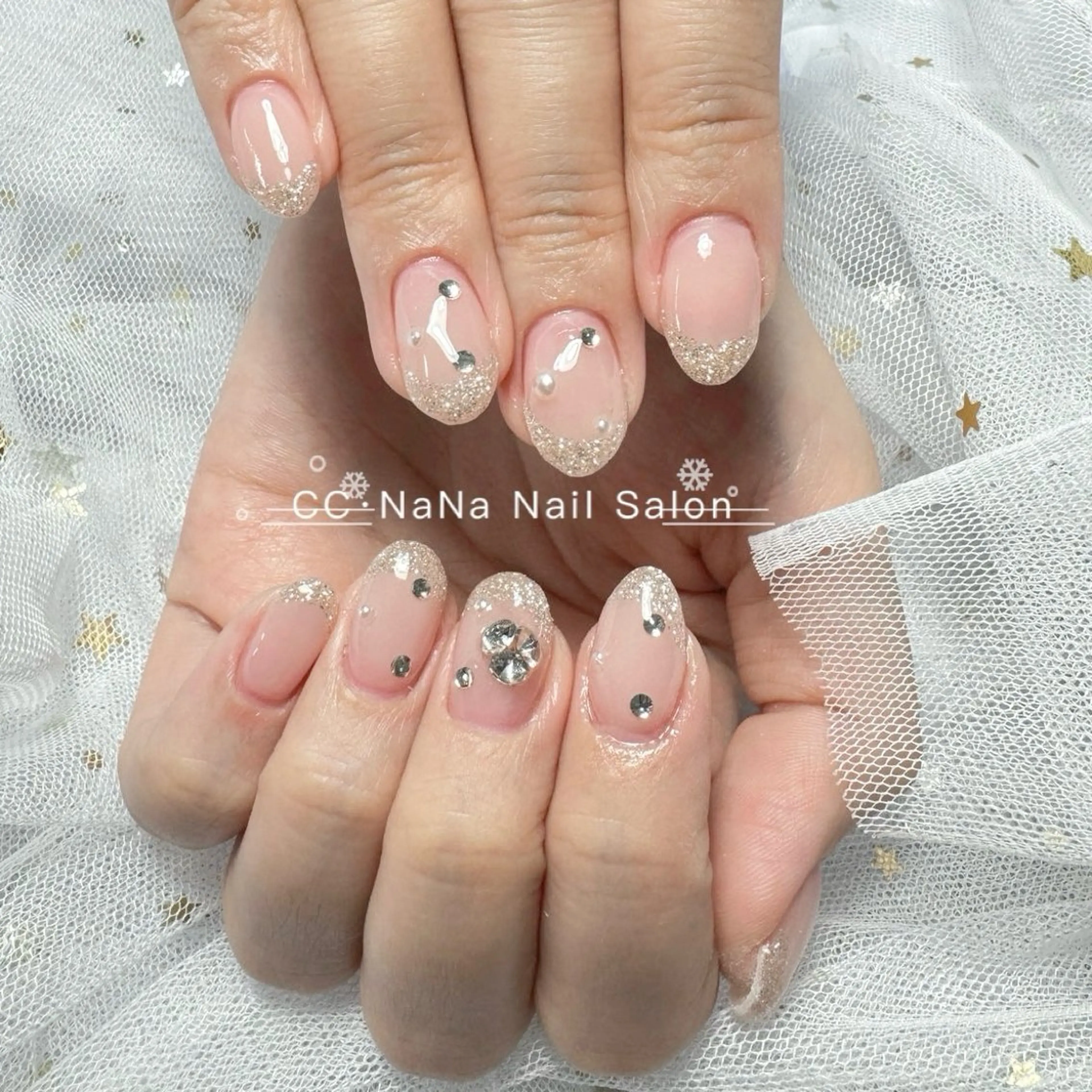 ネイル チークネイル フラッシュネイル ハート キラキラネイル 韓国ネイル ハンドネイル 💎CC・NaNa 韓国風ネイル🌙Cのネイルデザイン