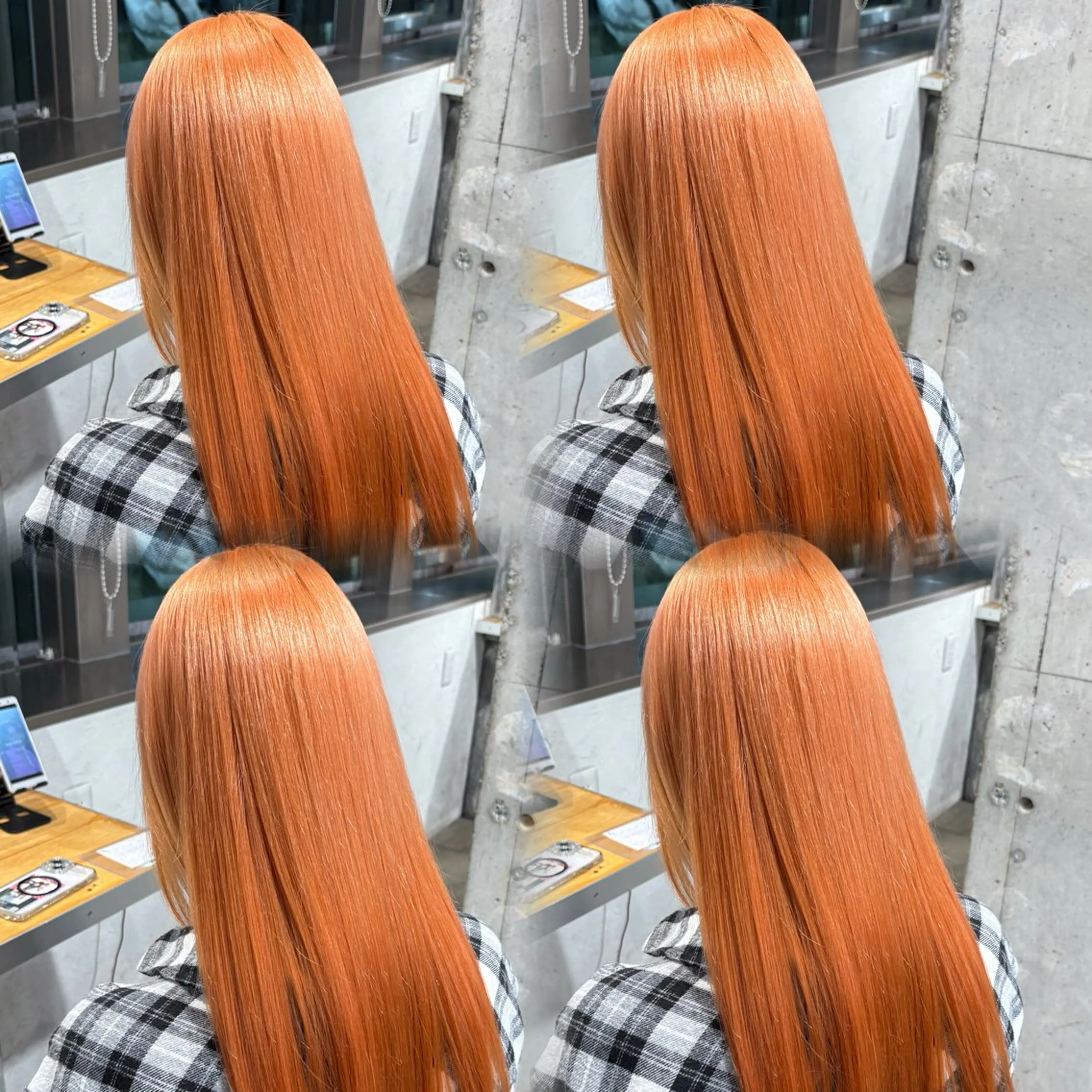 ロング カラー ヘアカラー トリートメント 透明感ベージュ/ レイヤー縮毛矯正のヘアスタイル