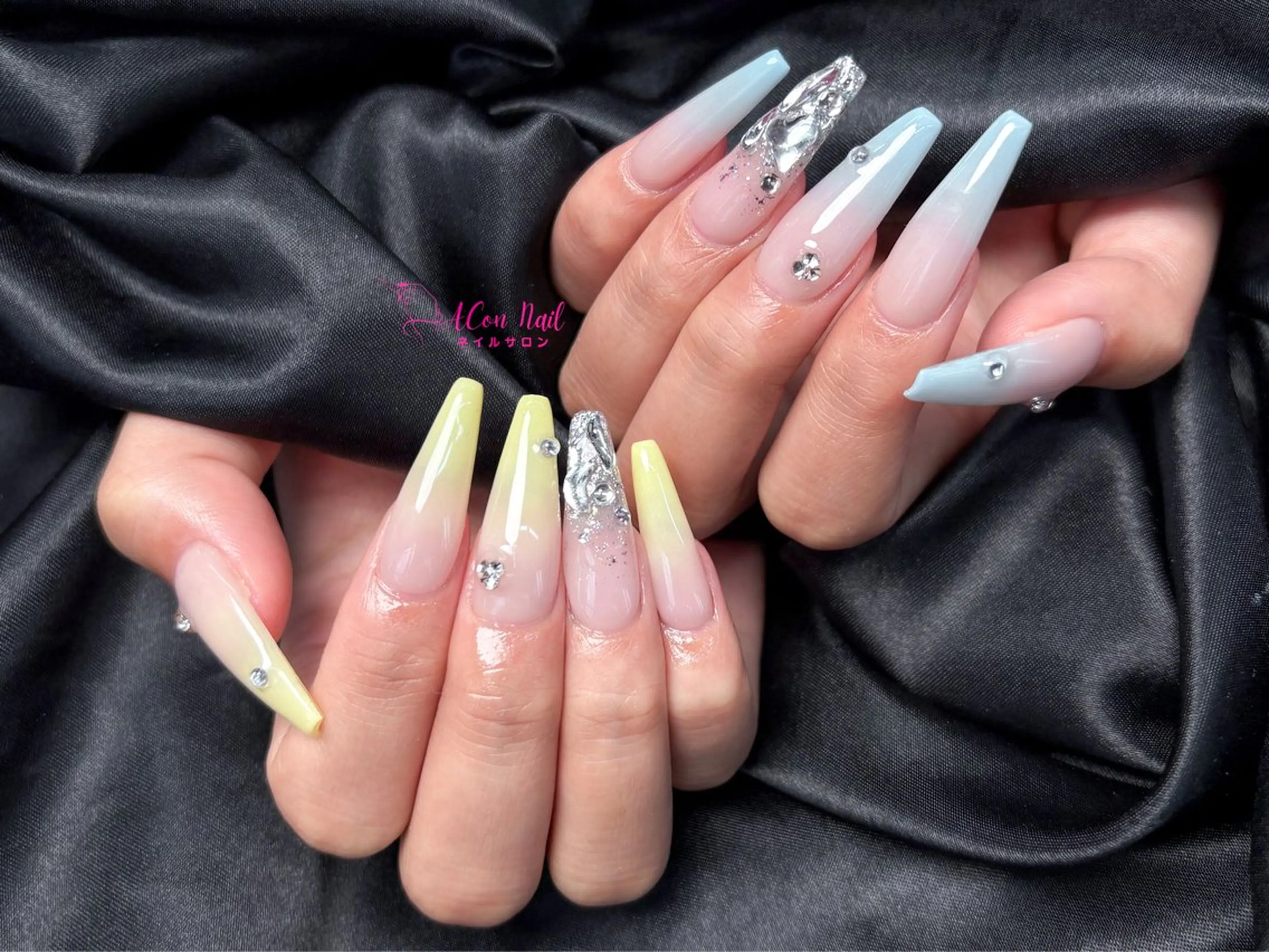 ネイル 桜ネイル 長さ出し フラワーネイル フレンチネイル ジェルネイル ハンドネイル ACon NailSalonのネイルデザイン