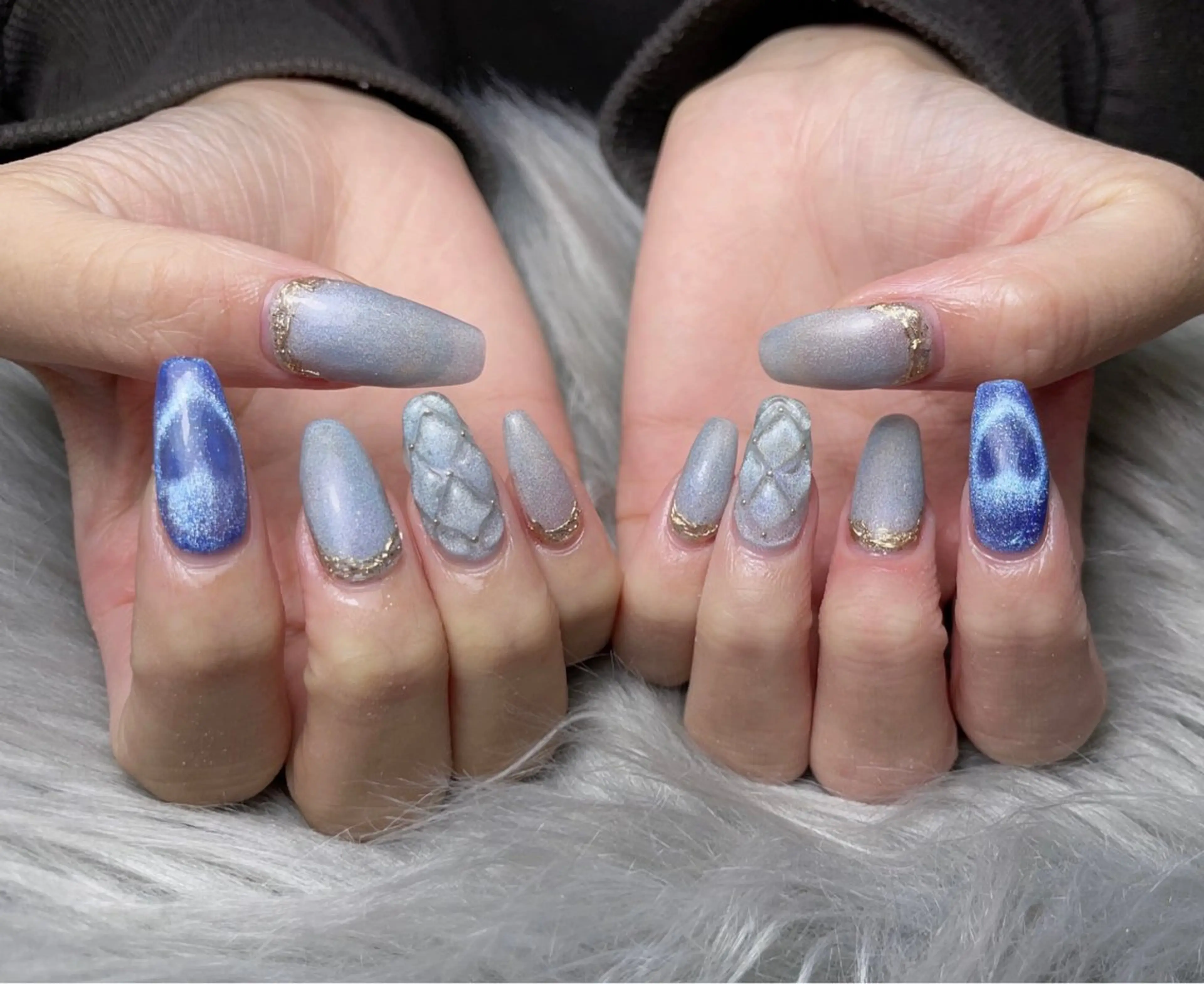 ネイル ハート マグネットネイル ミラーネイル ハンドネイル BLANC.nail yuuのネイルデザイン