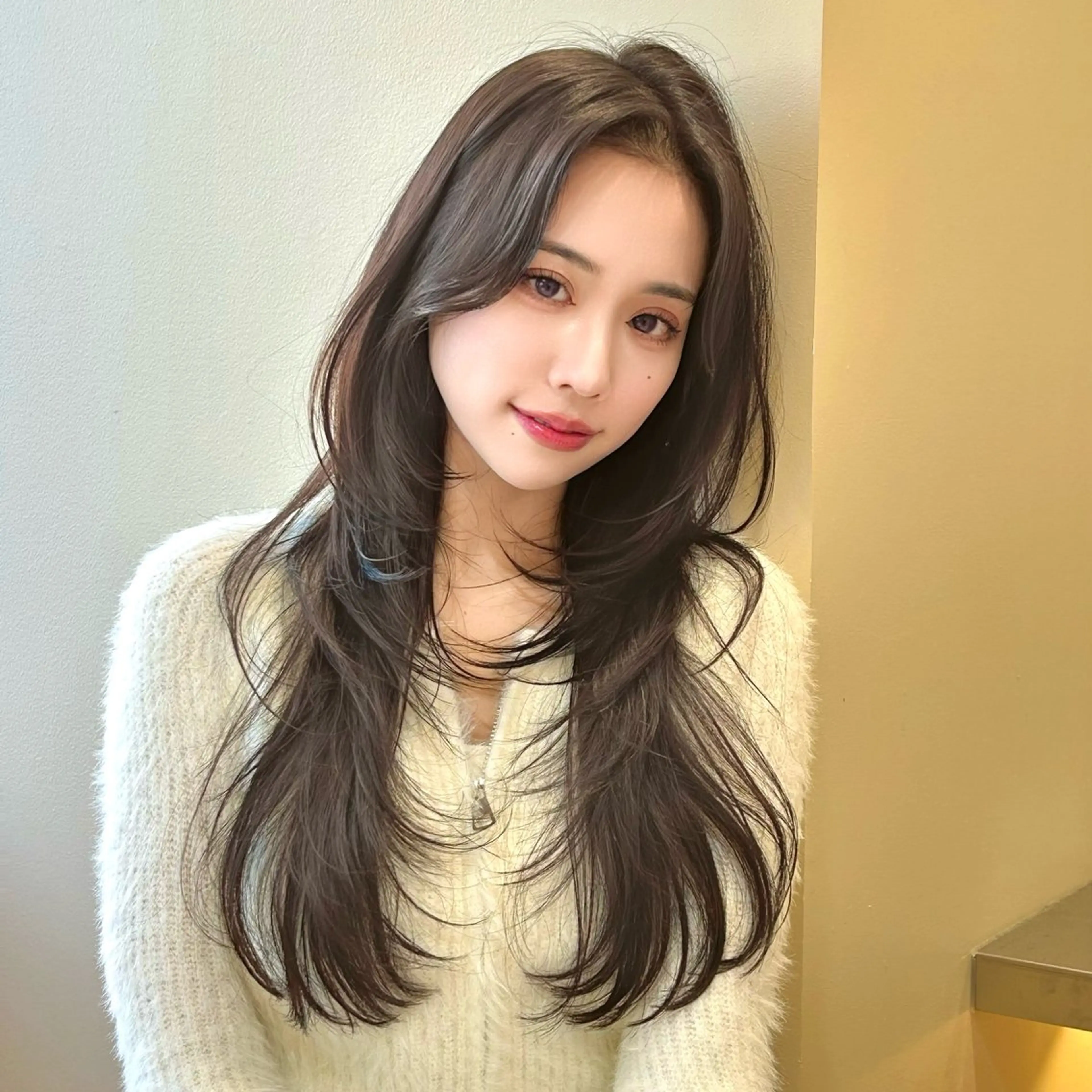 ロング 縮毛矯正/レイヤー 韓国/顔まわり/夢音のヘアスタイル