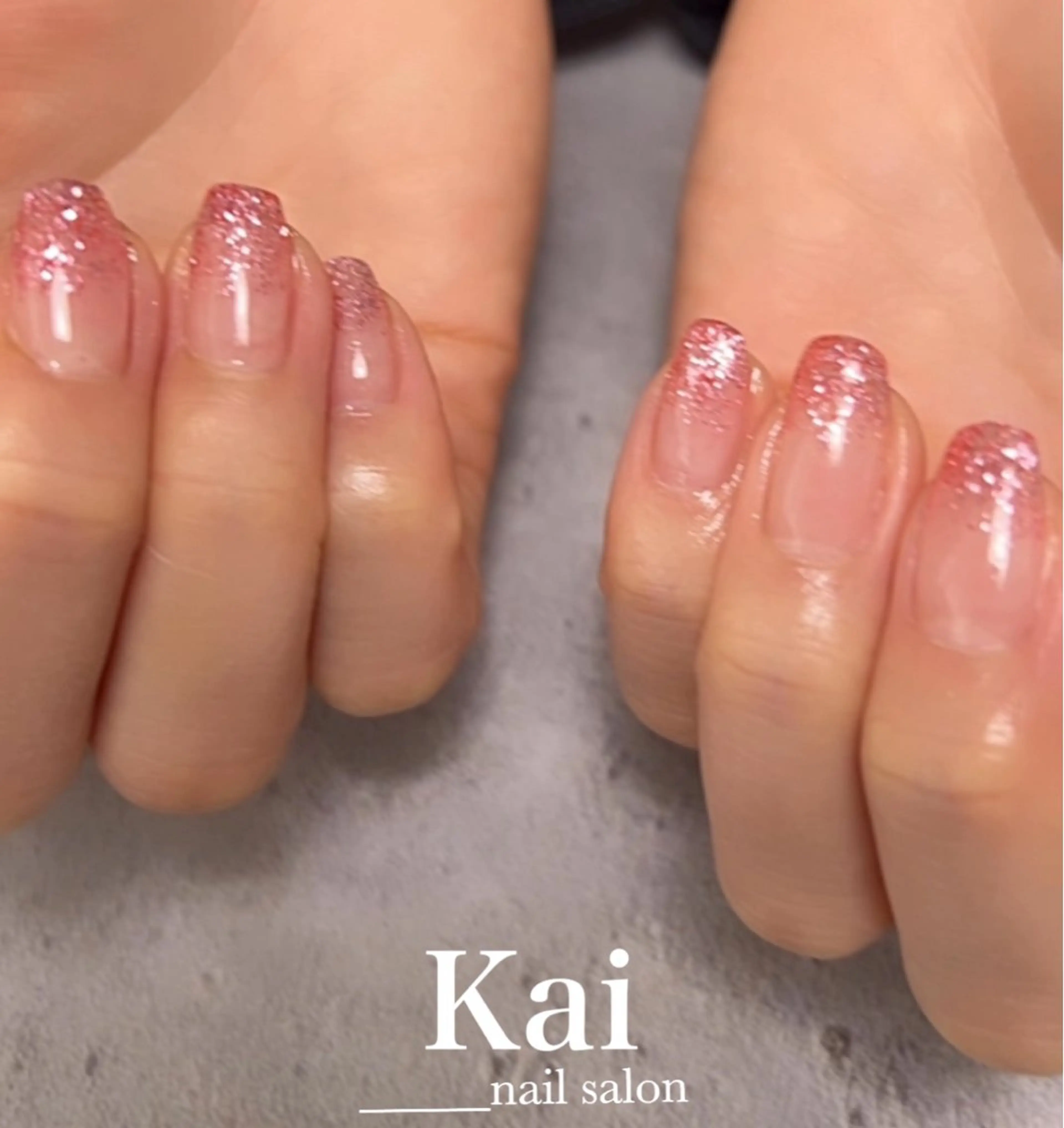 ネイル フレンチネイル グラデーション 韓国ネイル ラメ(グリッター) ラメグラデーション ハンドネイル Kai  nail Mayukoのネイルデザイン