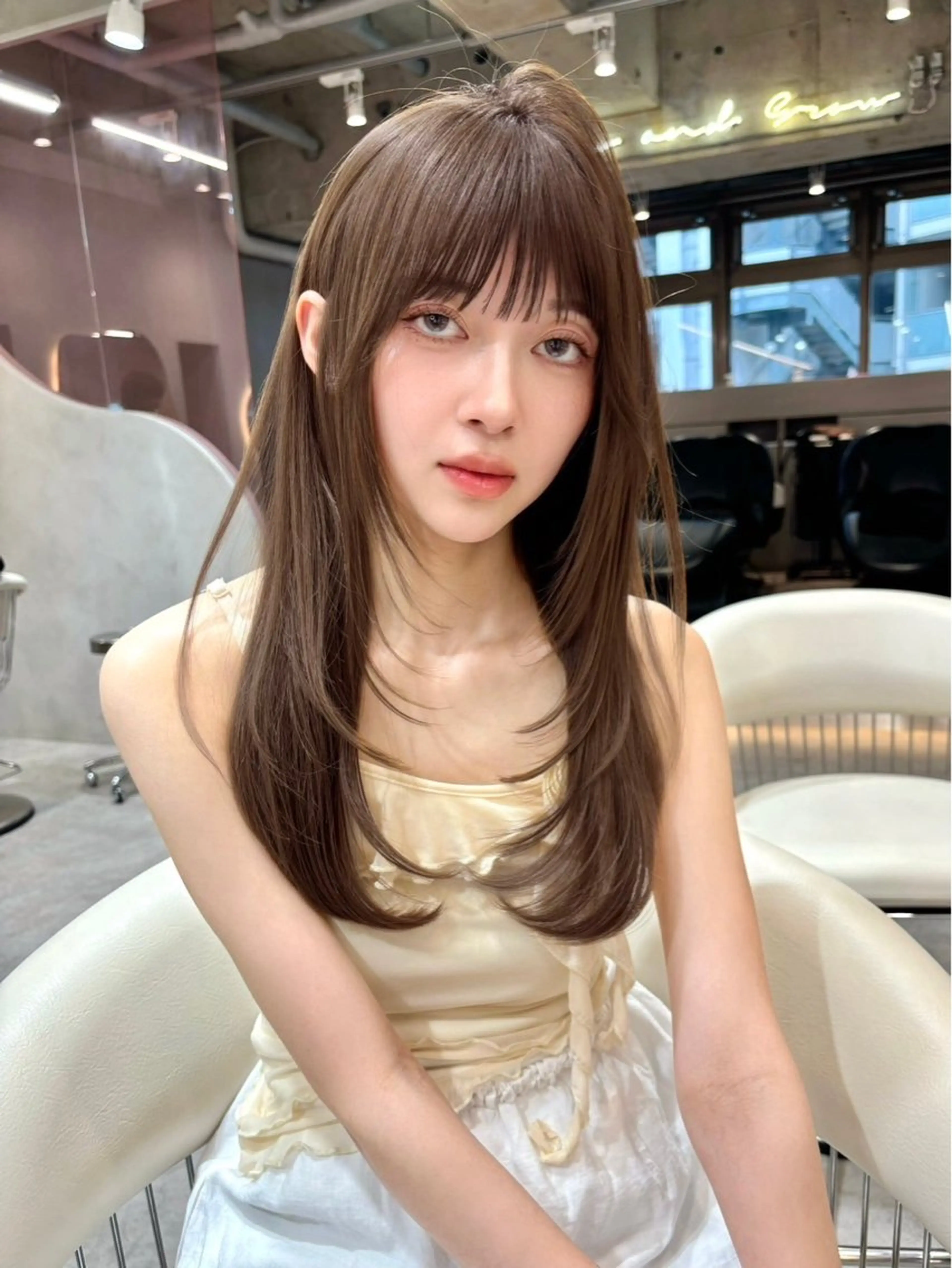 ロング カット ヘアカラー トリートメント ヘアセット 大宮‎🩵縮毛矯正 レイヤー　佐藤和のヘアスタイル