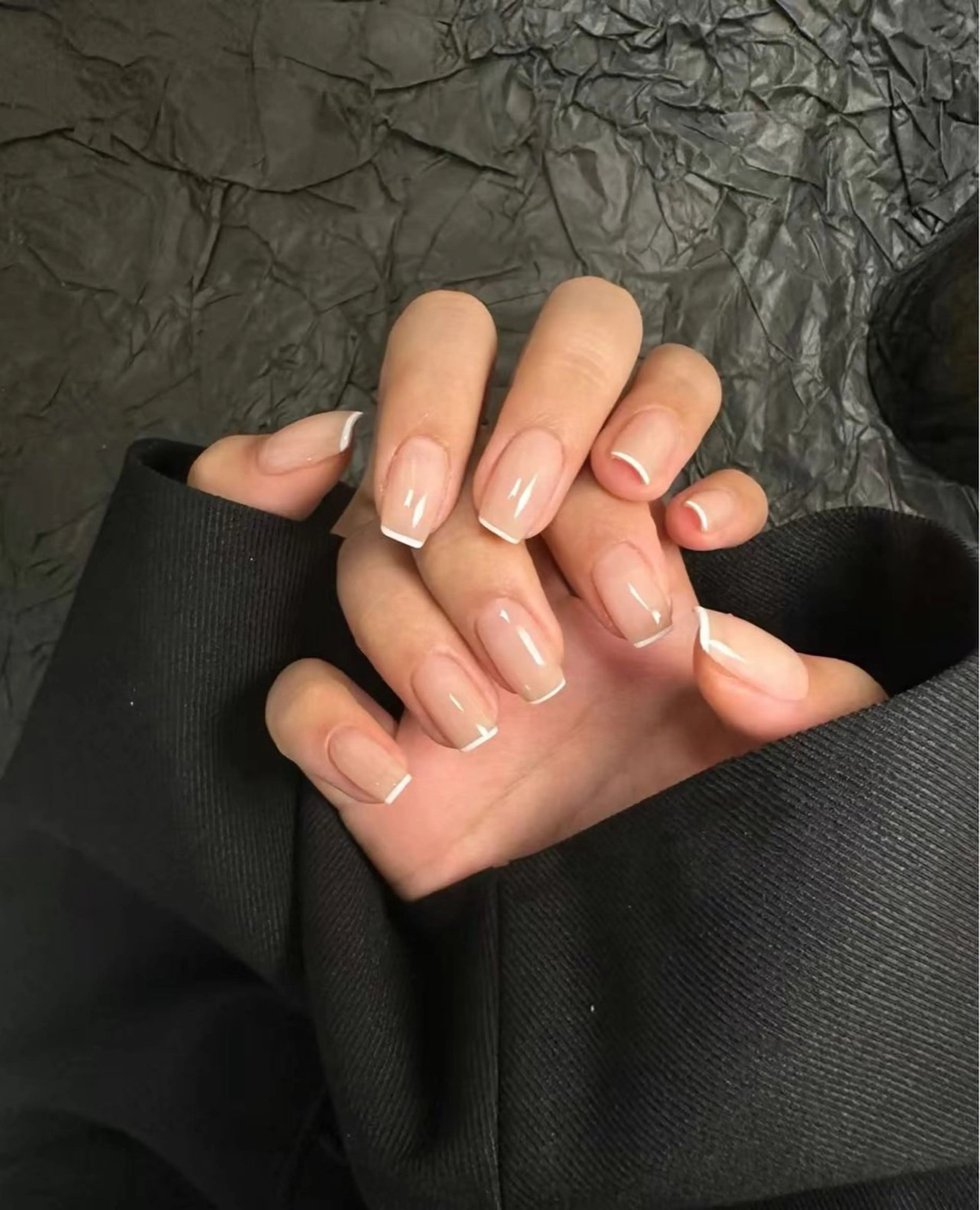 🎀ベース色有りケア込み💕極細ラメフレンチの写真