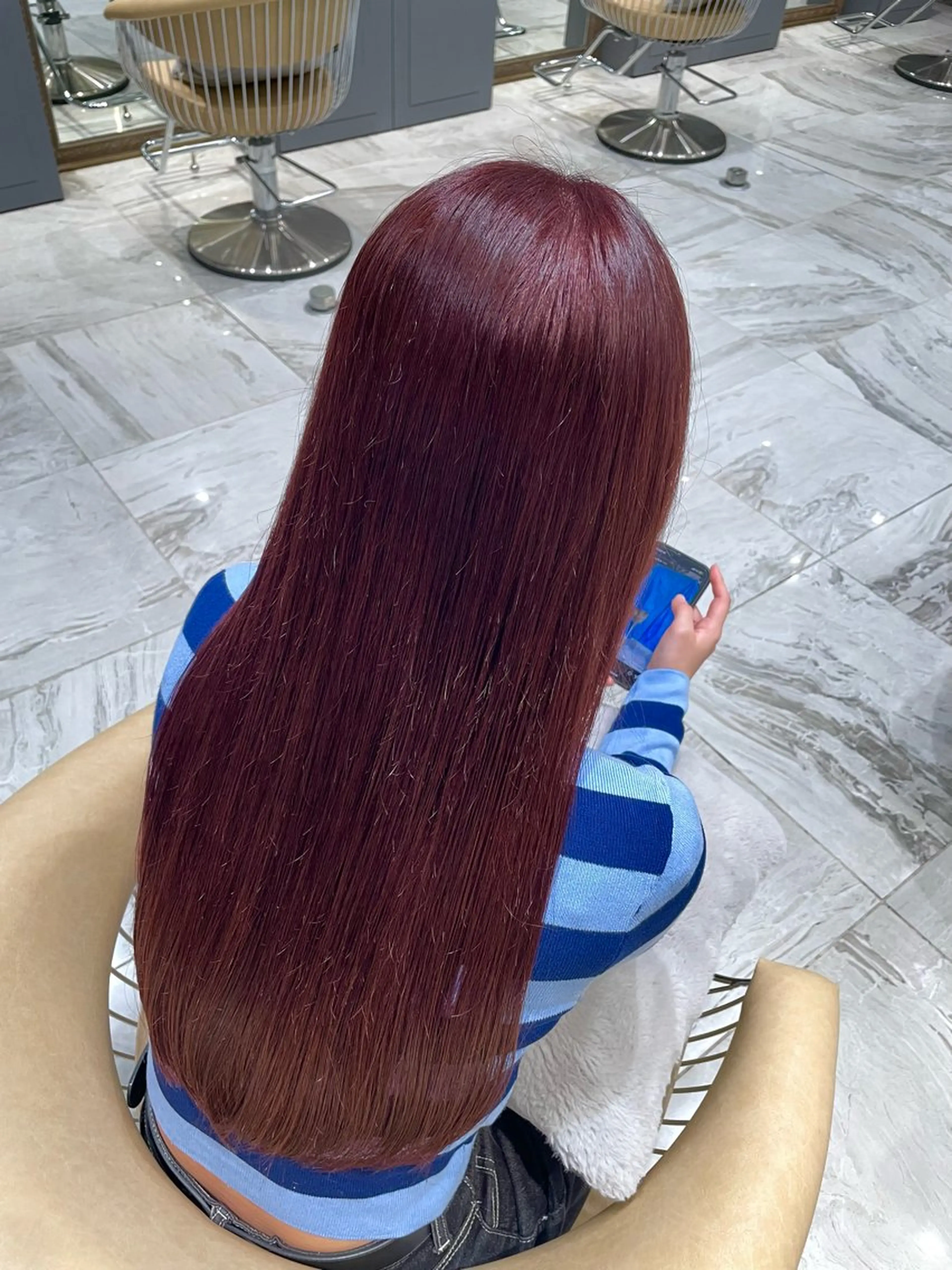 カラー ゆらんちょ/ブリーチ 無w/縮毛矯正/暖色のヘアスタイル