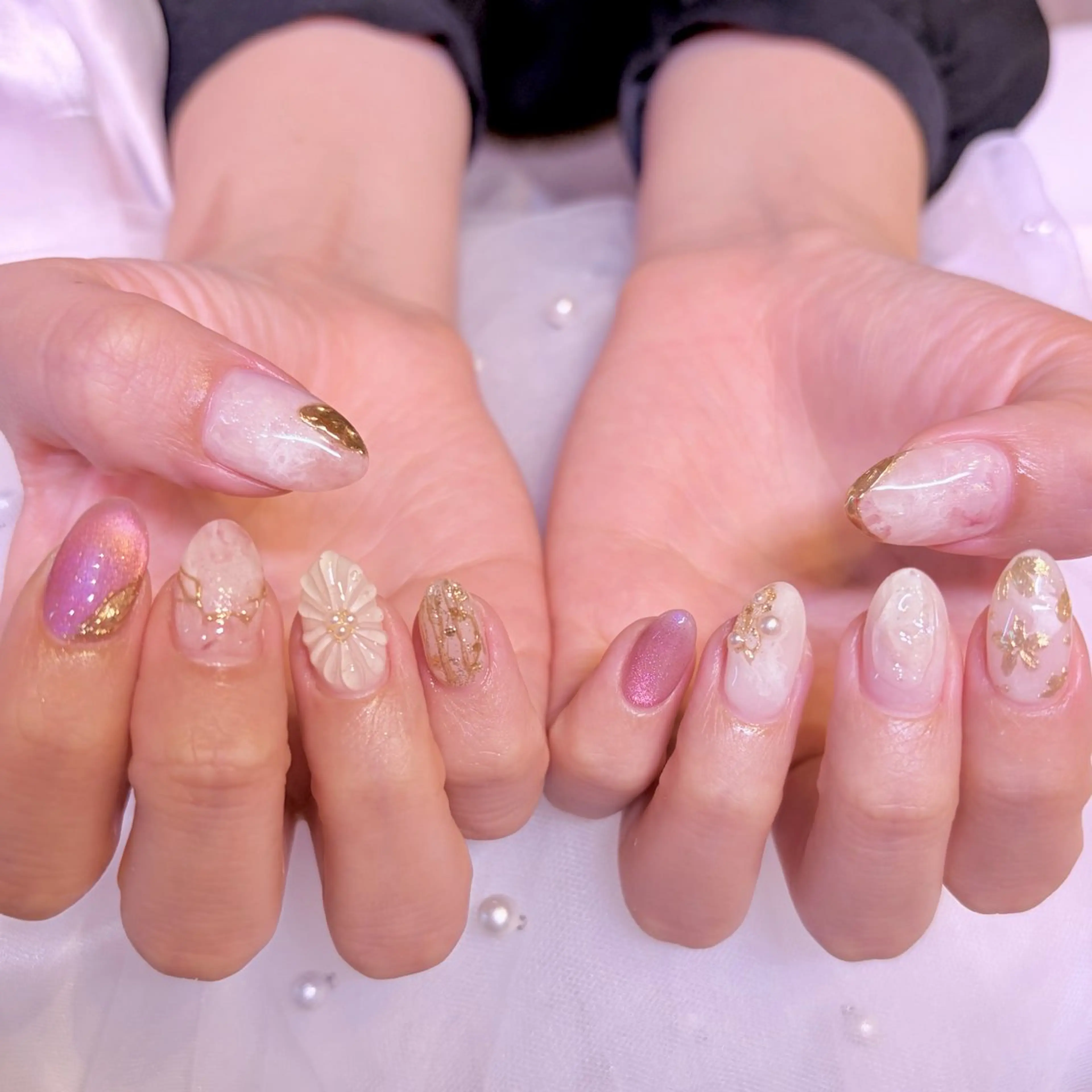 ネイル ニュアンスネイル 春ネイル ハンドネイル nail salon e'mu💐のネイルデザイン