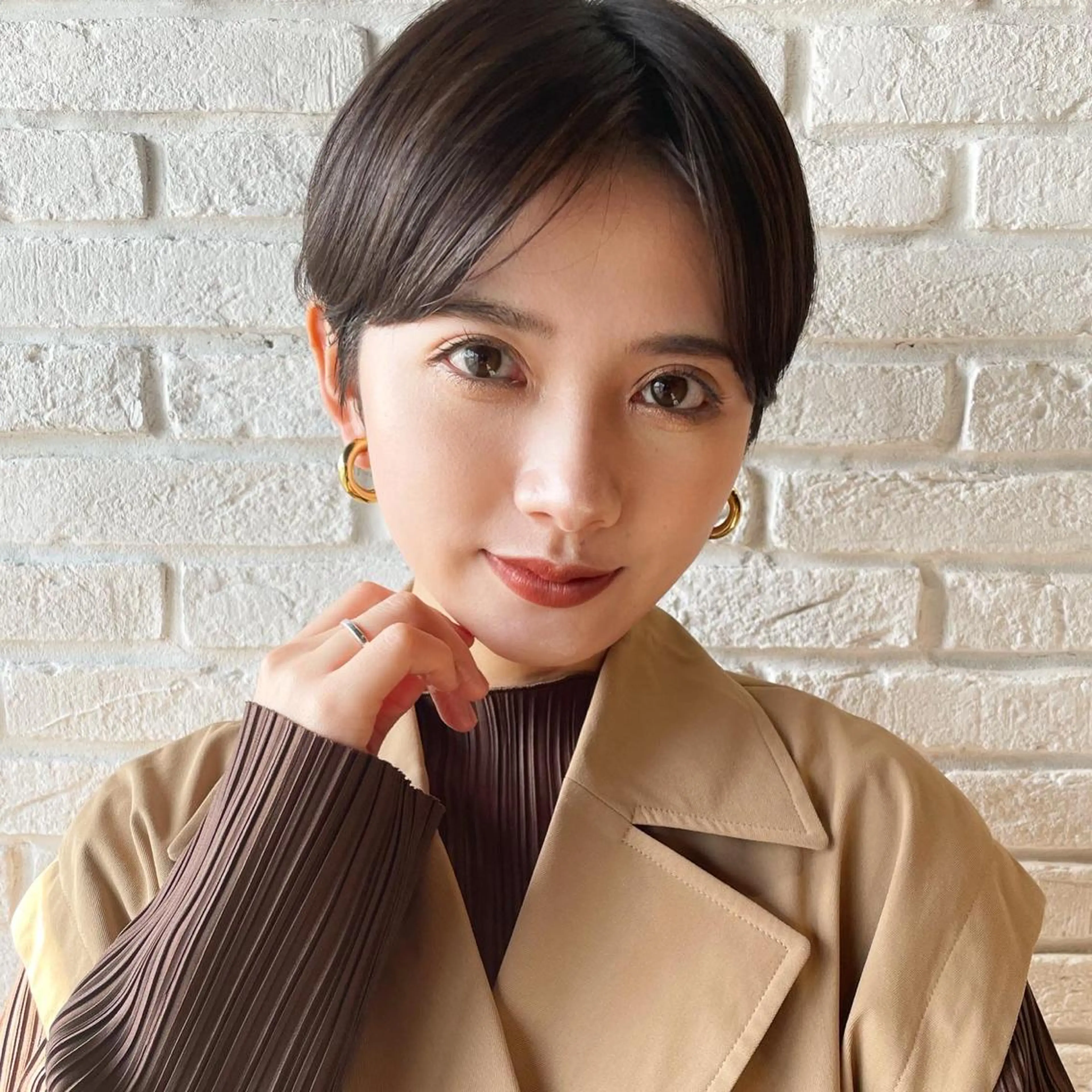 ショート カラー ブラウンカラー ココアブラウン ショートヘア レイヤー/ショート透 明感カラー/西田祐賀のヘアスタイル