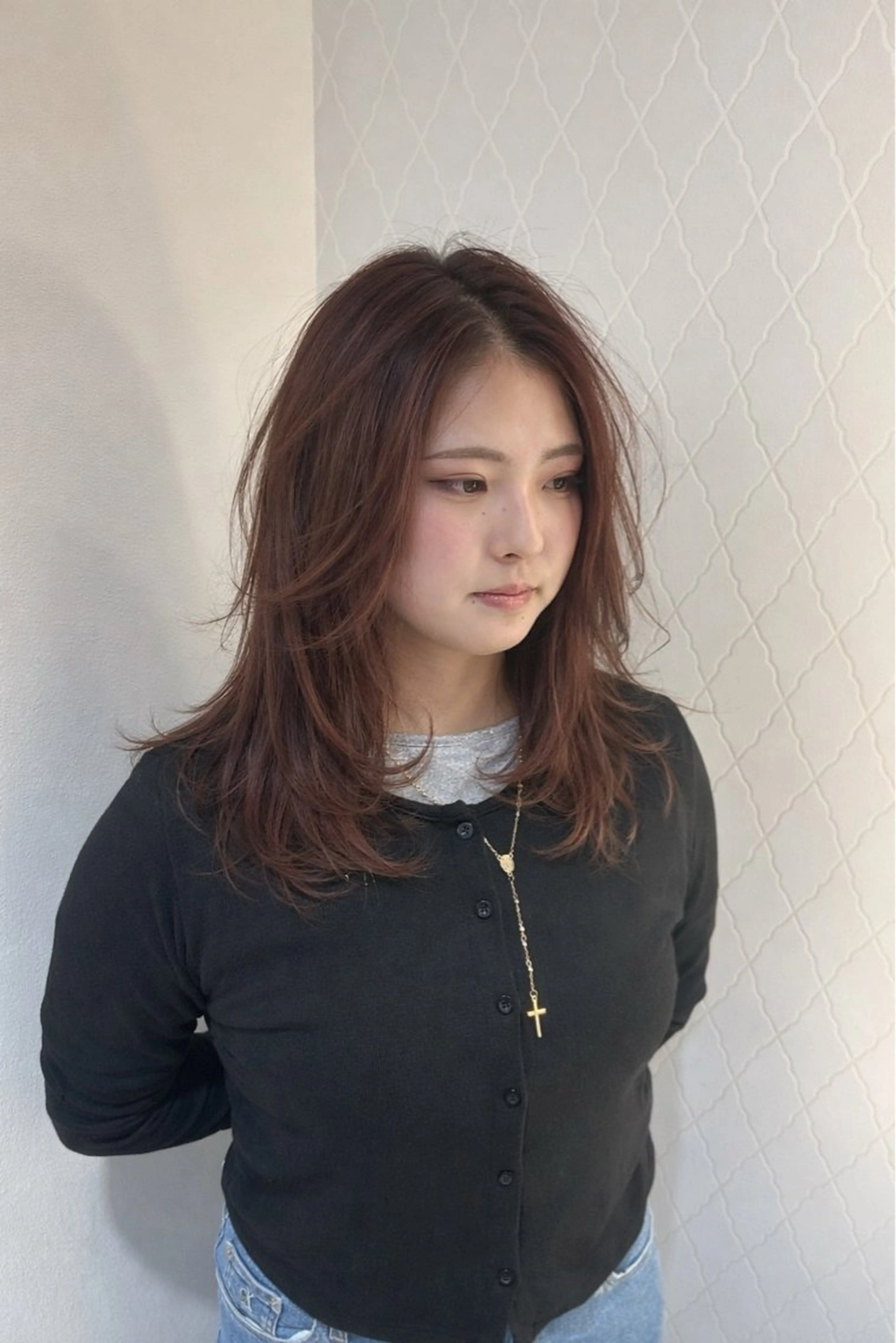 セミロング レイヤーカット カット 野田阪神/レイヤー/ ハイライト/yuuのヘアスタイル