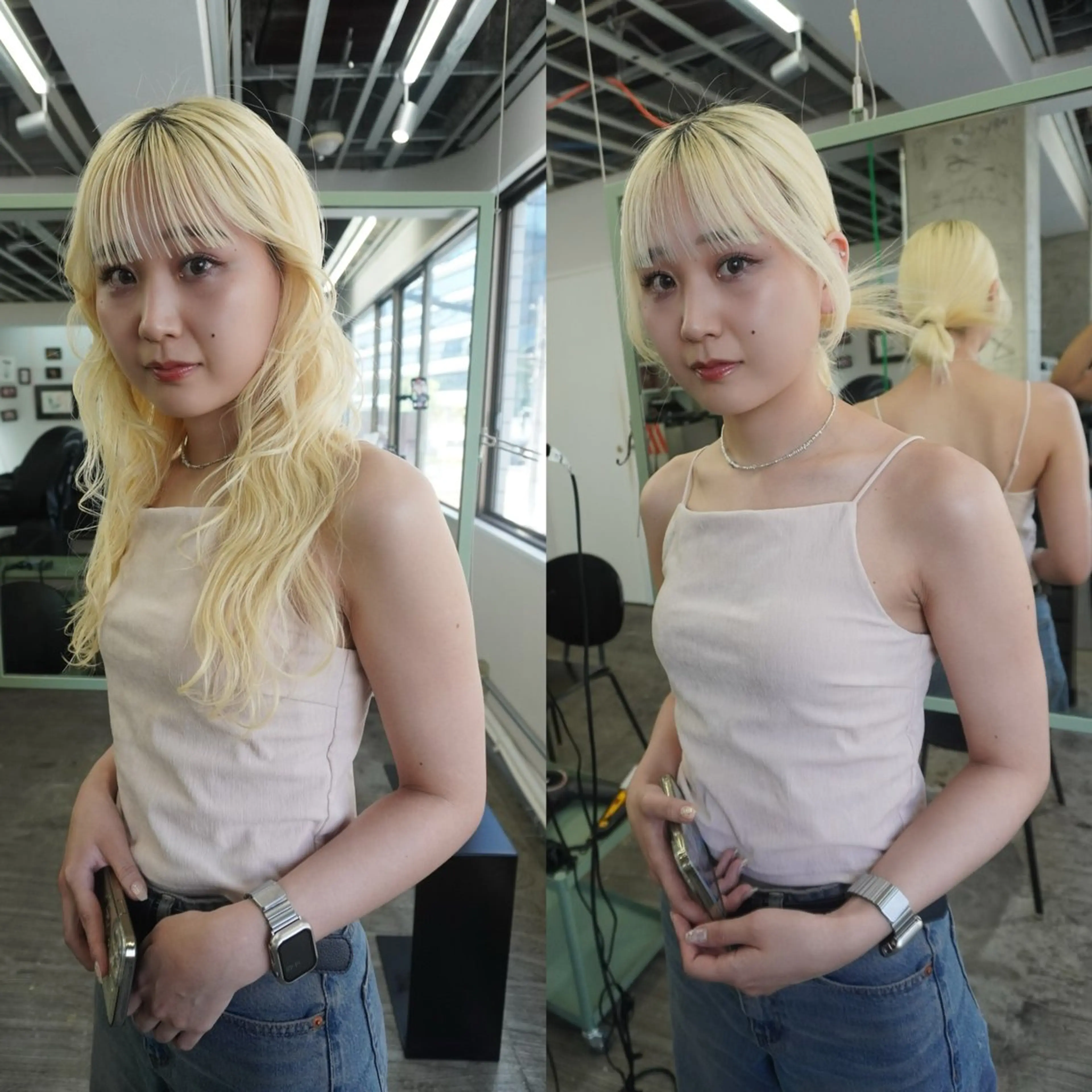 セミロング カラー パーマ ヘアアレンジ 髪と音処　マトぺ所属・デザインカラー/ボブ ブリーチカラー/ユリのヘアスタイル