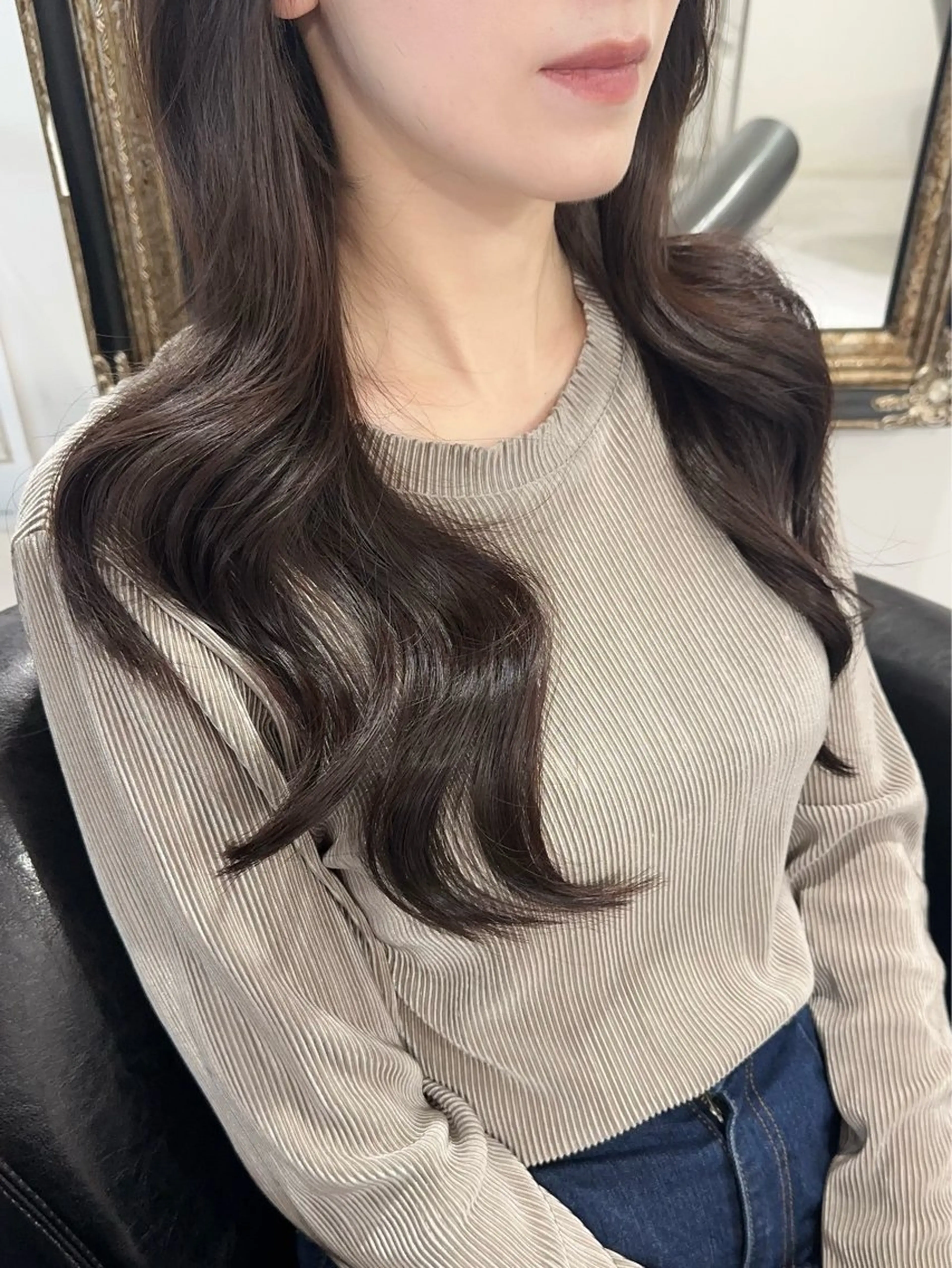 ロング カラー ベージュカラー ラベンダーカラー ラベンダーベージュ レイヤーカット カット ヘアカラー 岡崎/レイヤーカット ／縮毛矯正/美髪のヘアスタイル