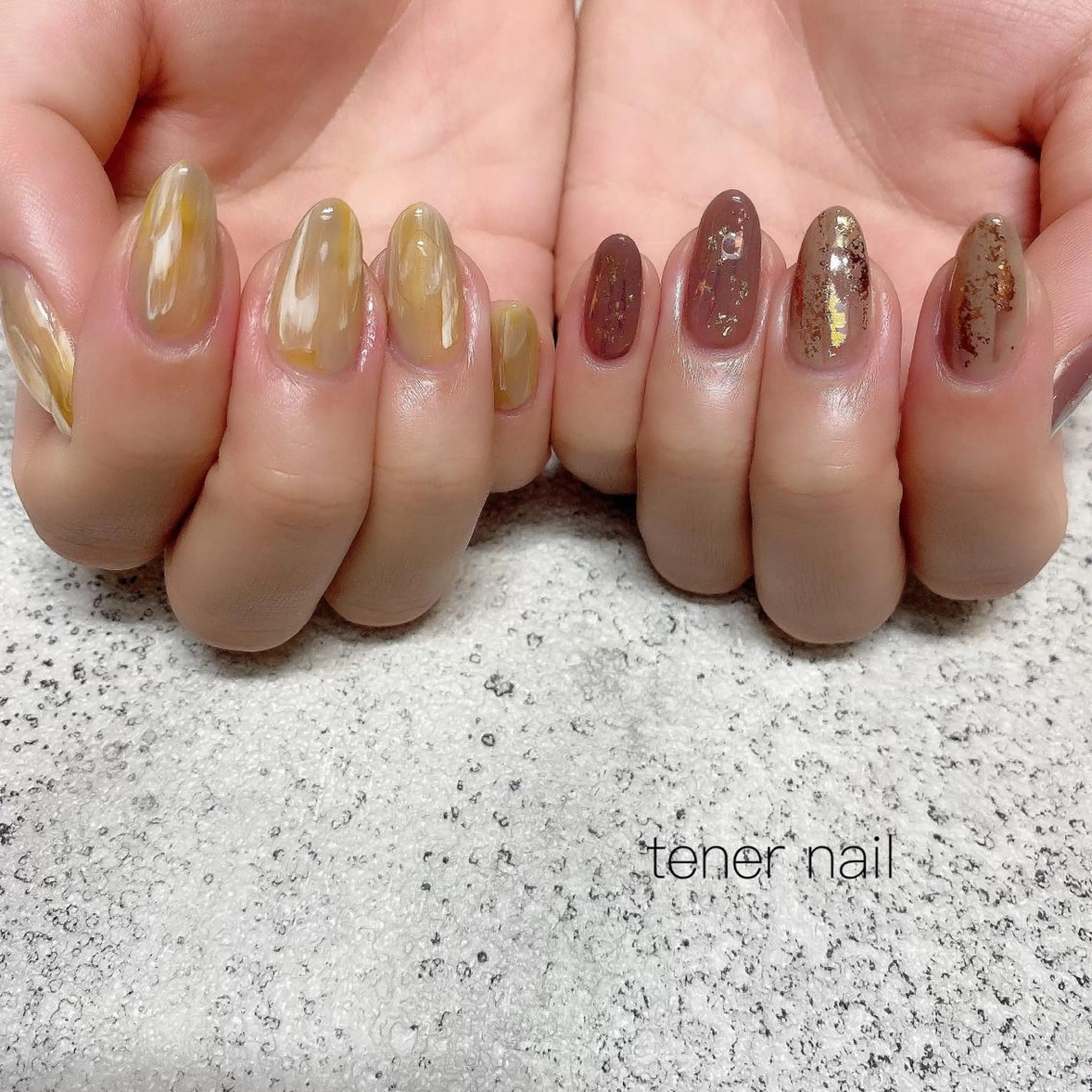 ネイル べっ甲ネイル 春ネイル テネルネイル tener nailのネイルデザイン