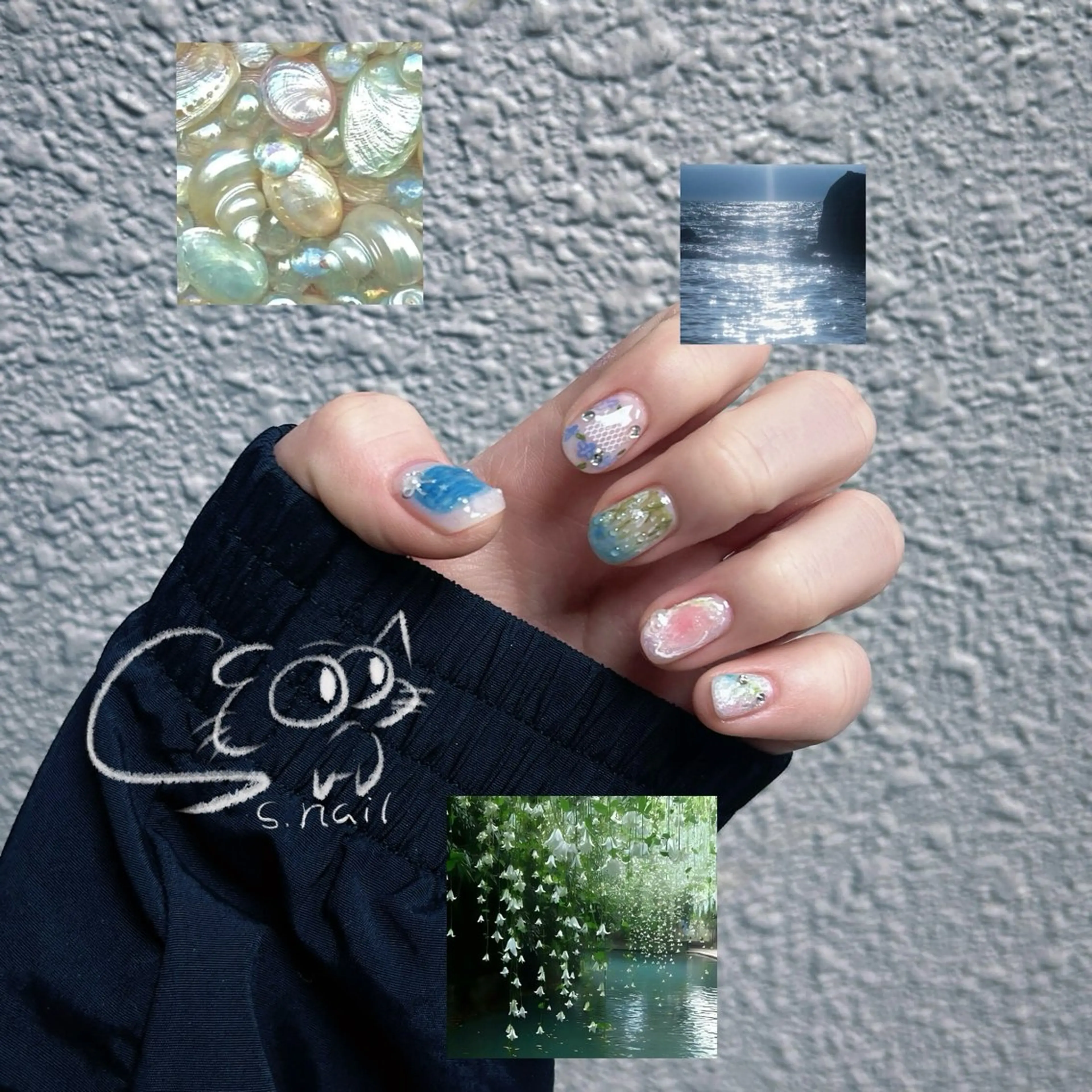 ネイル フレンチネイル ジェルネイル キラキラネイル ラメ(グリッター) マグネットネイル S.nail _のネイルデザイン