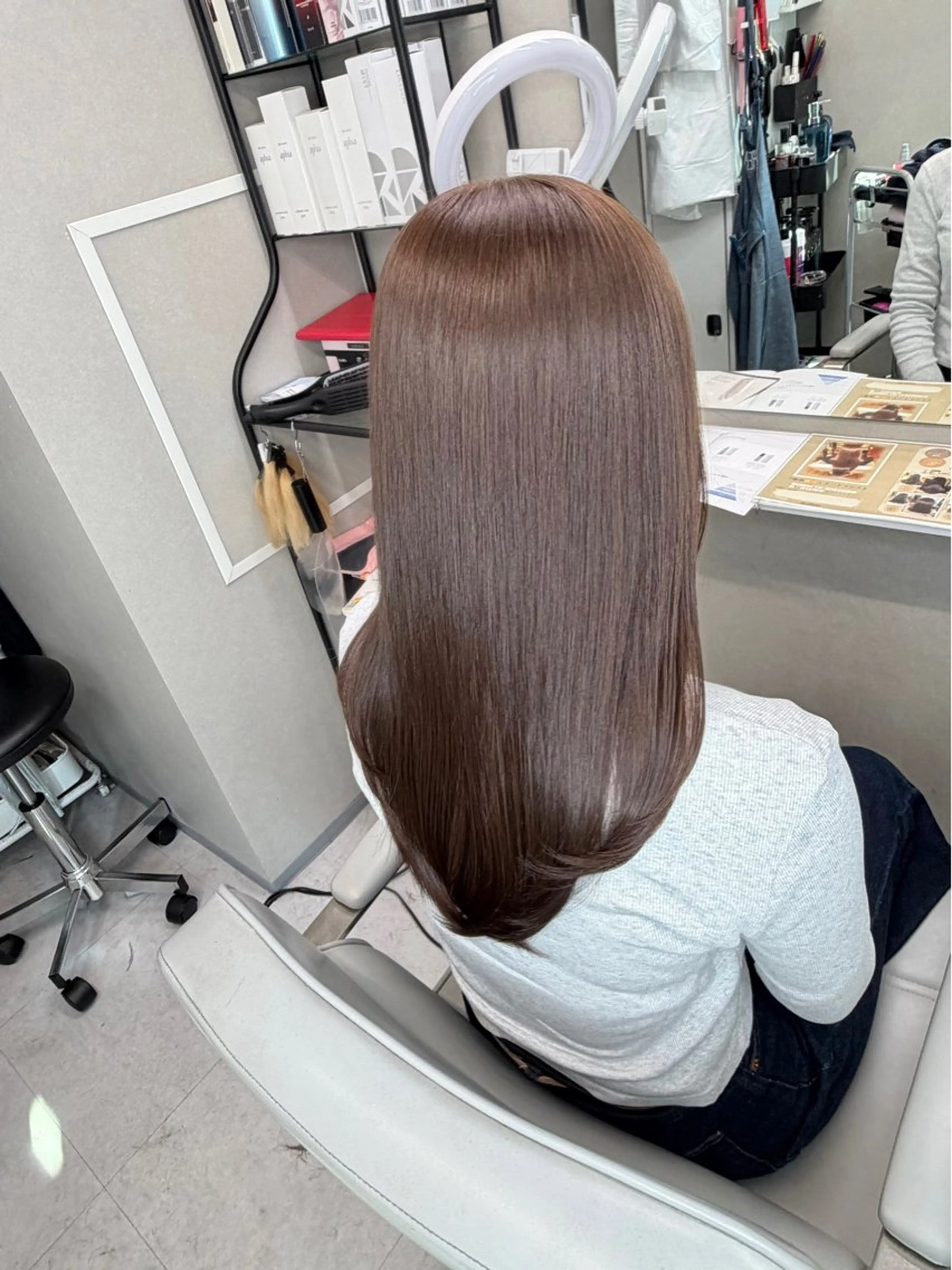 セミロング カラー ブリーチ 透明感カラー ブリーチなしカラー 髪質改善 ヘアカラー トリートメント 今井 勝也のヘアスタイル