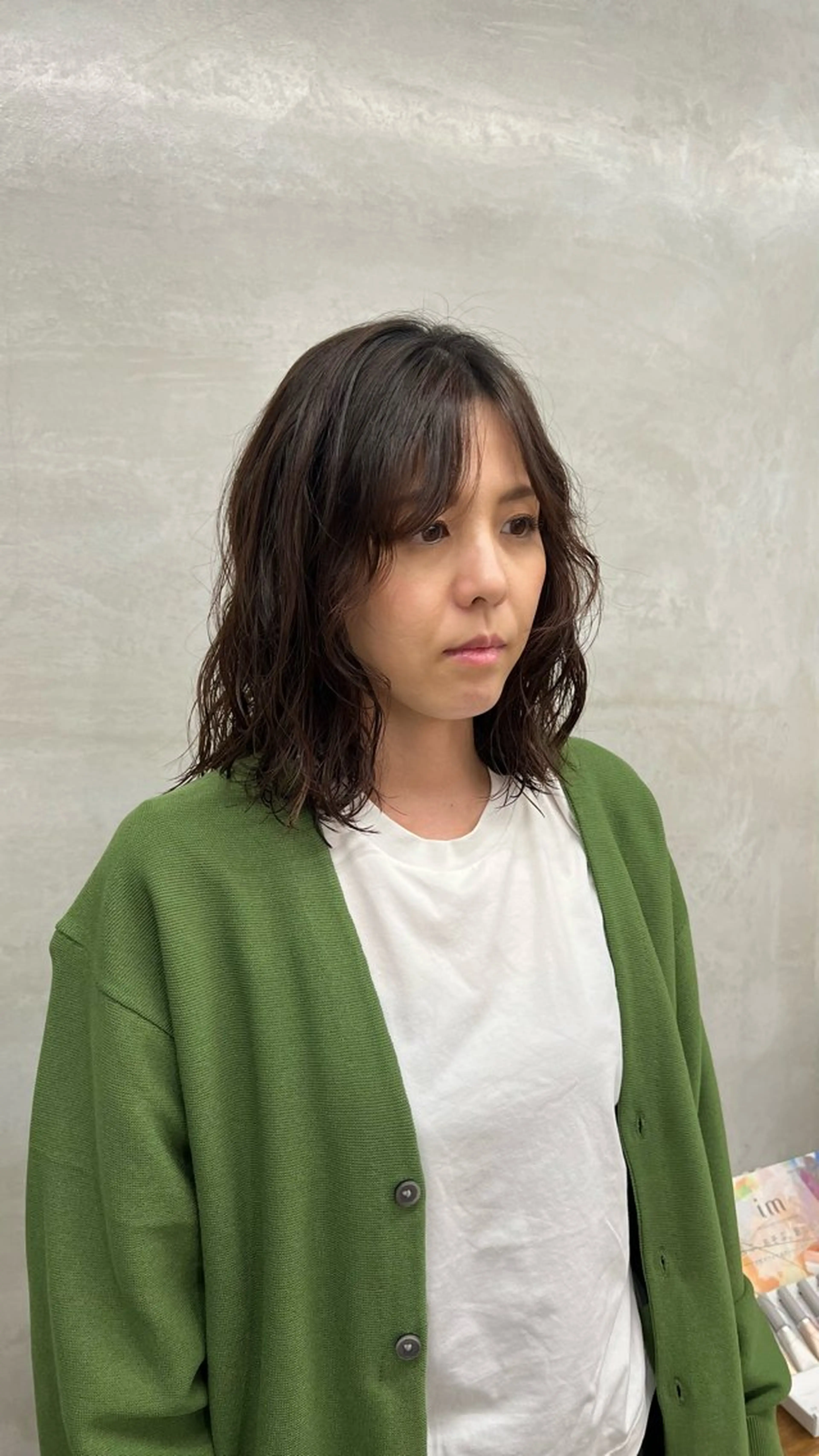 セミロング パーマ ケアブリーチ/ ハイトーン/牧野のヘアスタイル