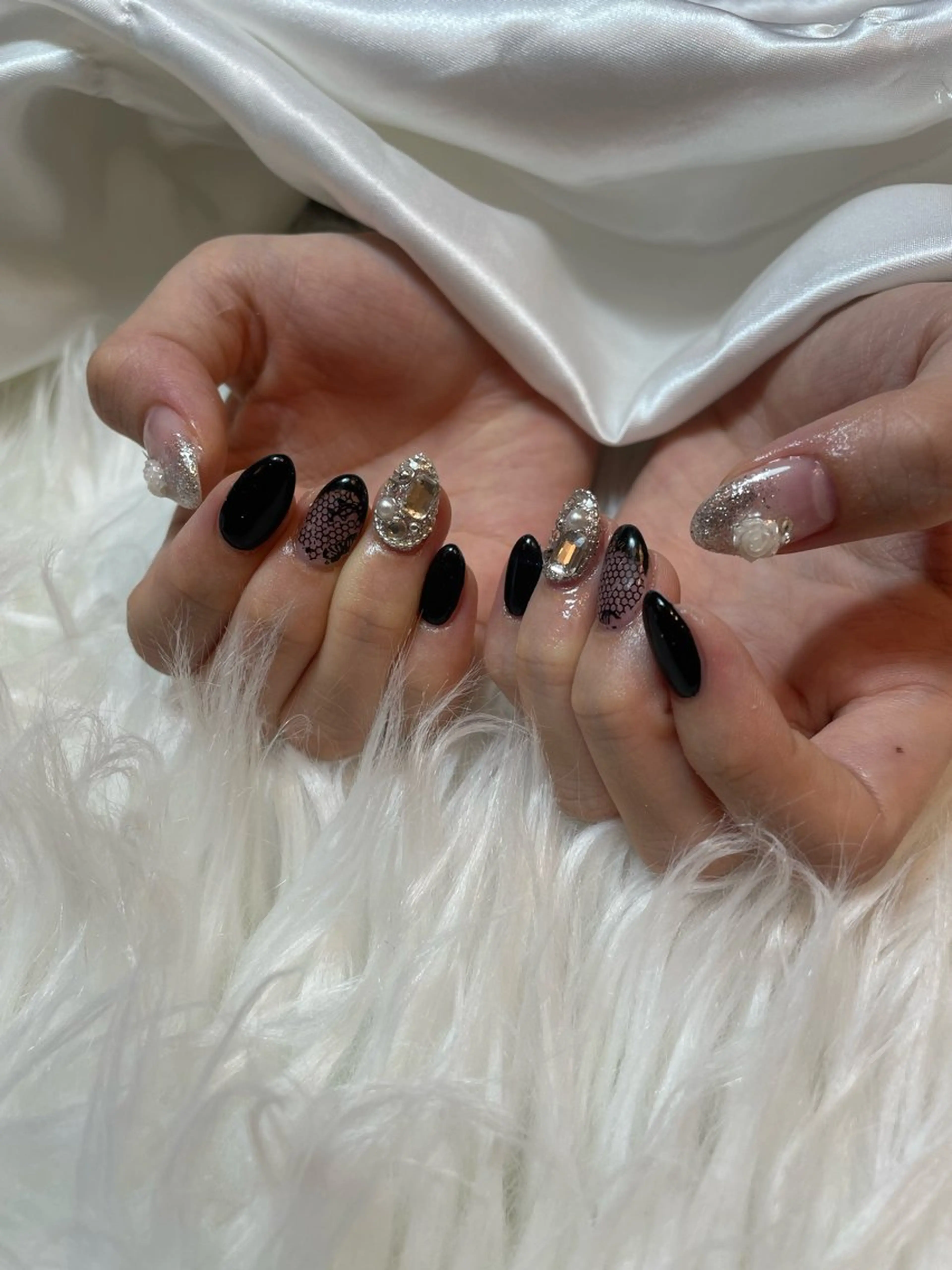 ネイル ブルー フレンチネイル キラキラネイル 韓国ネイル マグネットネイル ハンドネイル timtam --sakiのネイルデザイン