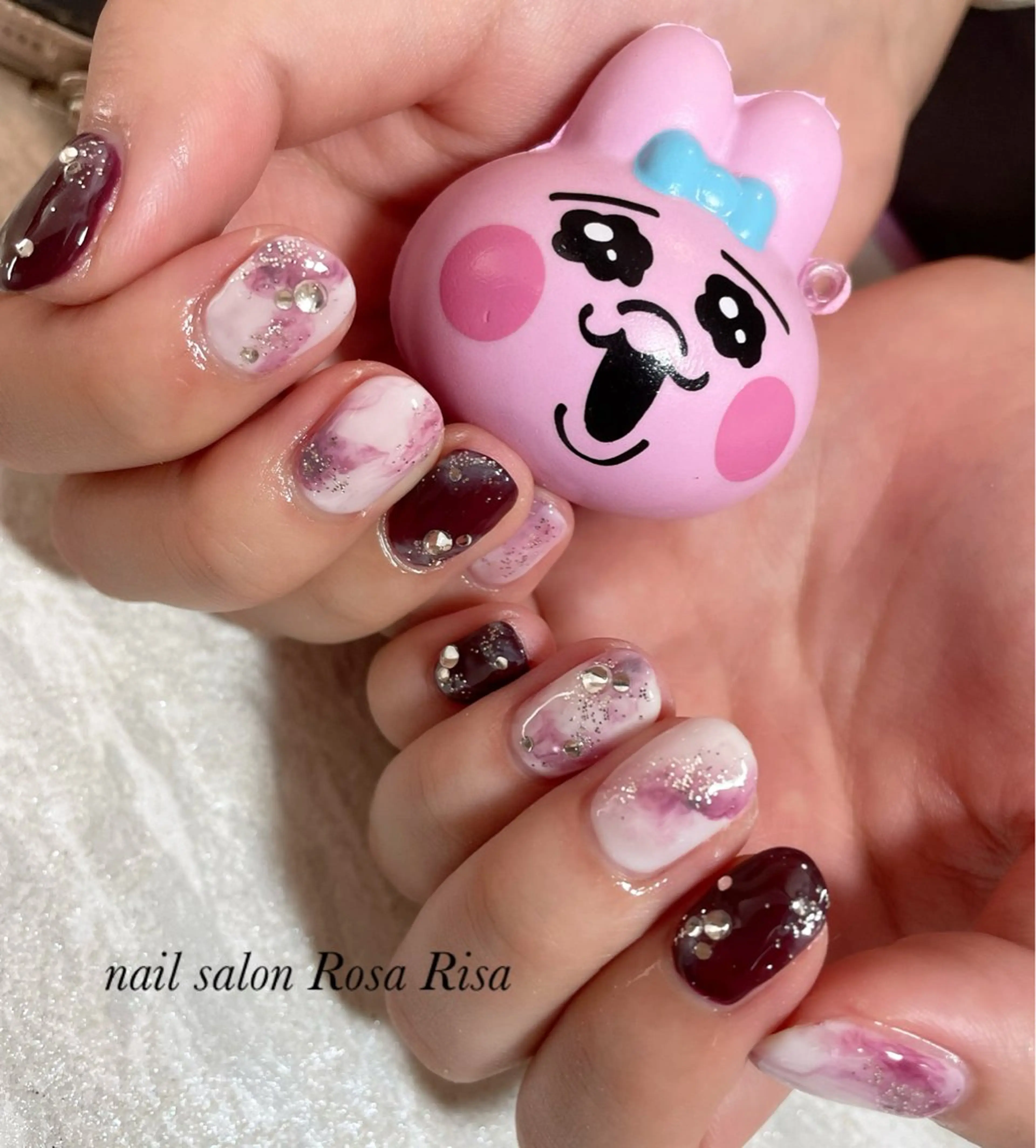 ネイル ボルドー 大理石ネイル(マーブル) ネイルスタジオ シェイクユアハンズのネイルデザイン