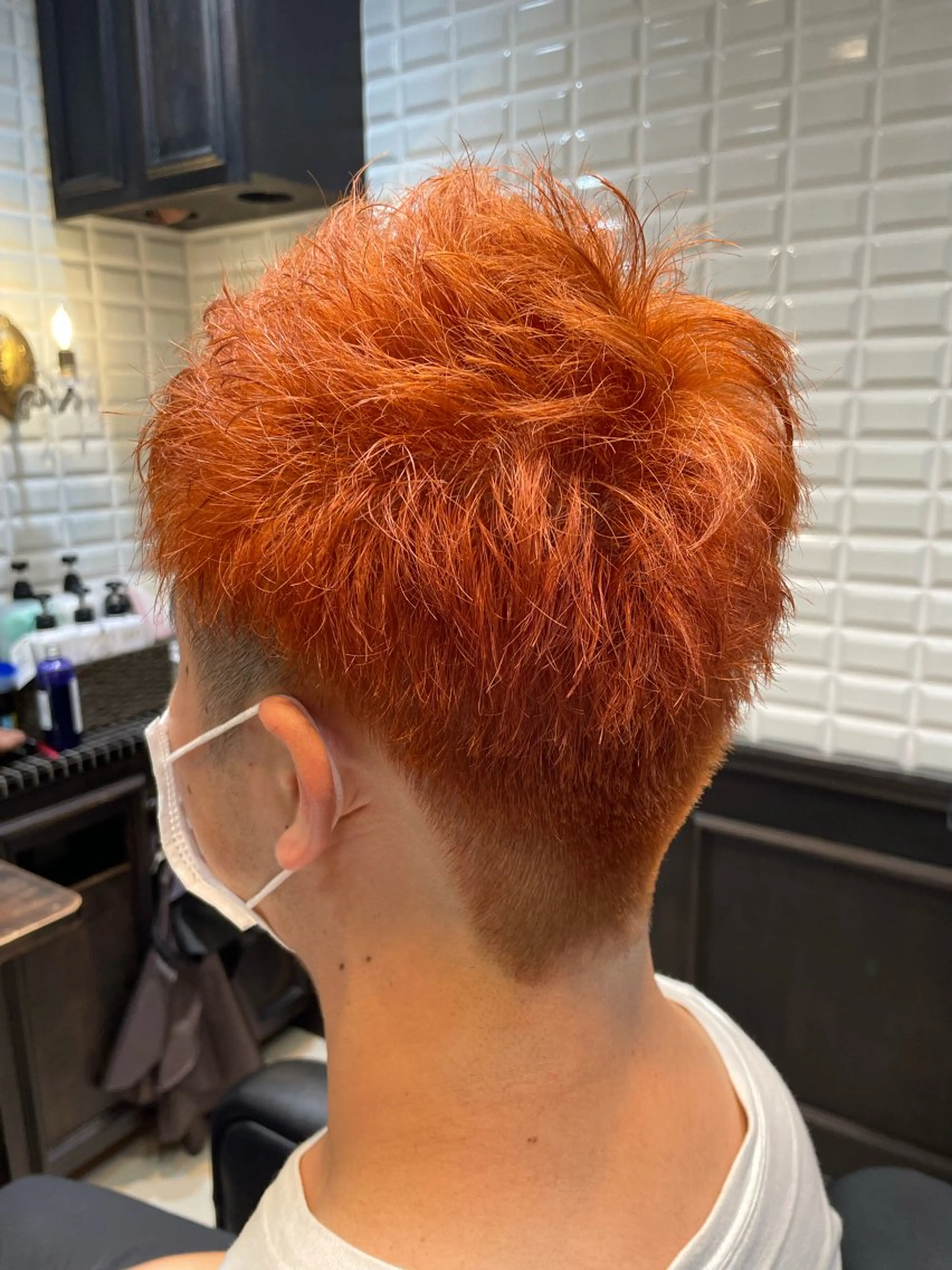 カラー ブリーチ オレンジ Lupinus中田 パーマモデル募集中のヘアスタイル