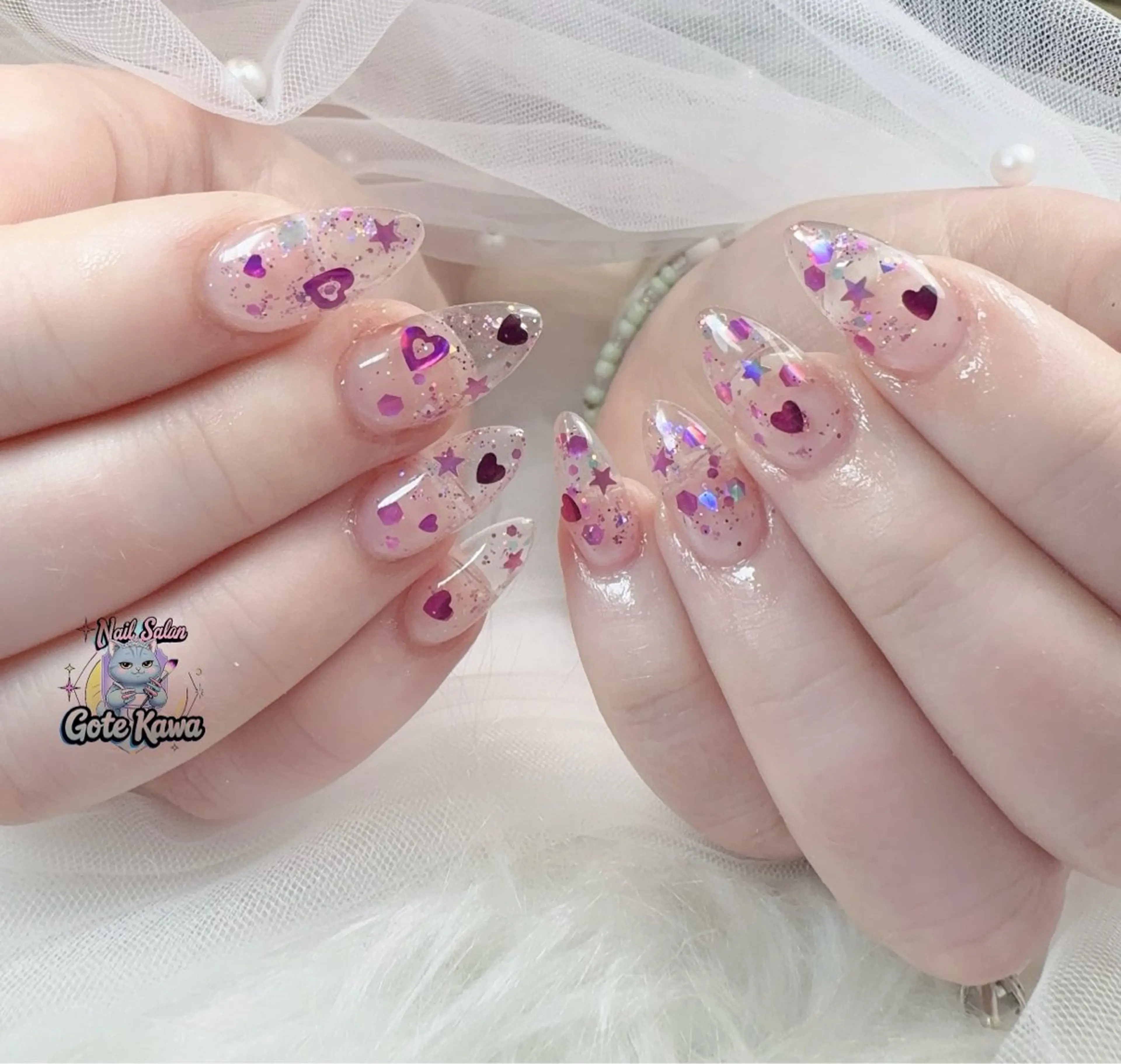 ネイル アートネイル キラキラネイル スカルプネイル ハンドネイル ハンドケア Gote Kawa nail salonのネイルデザイン