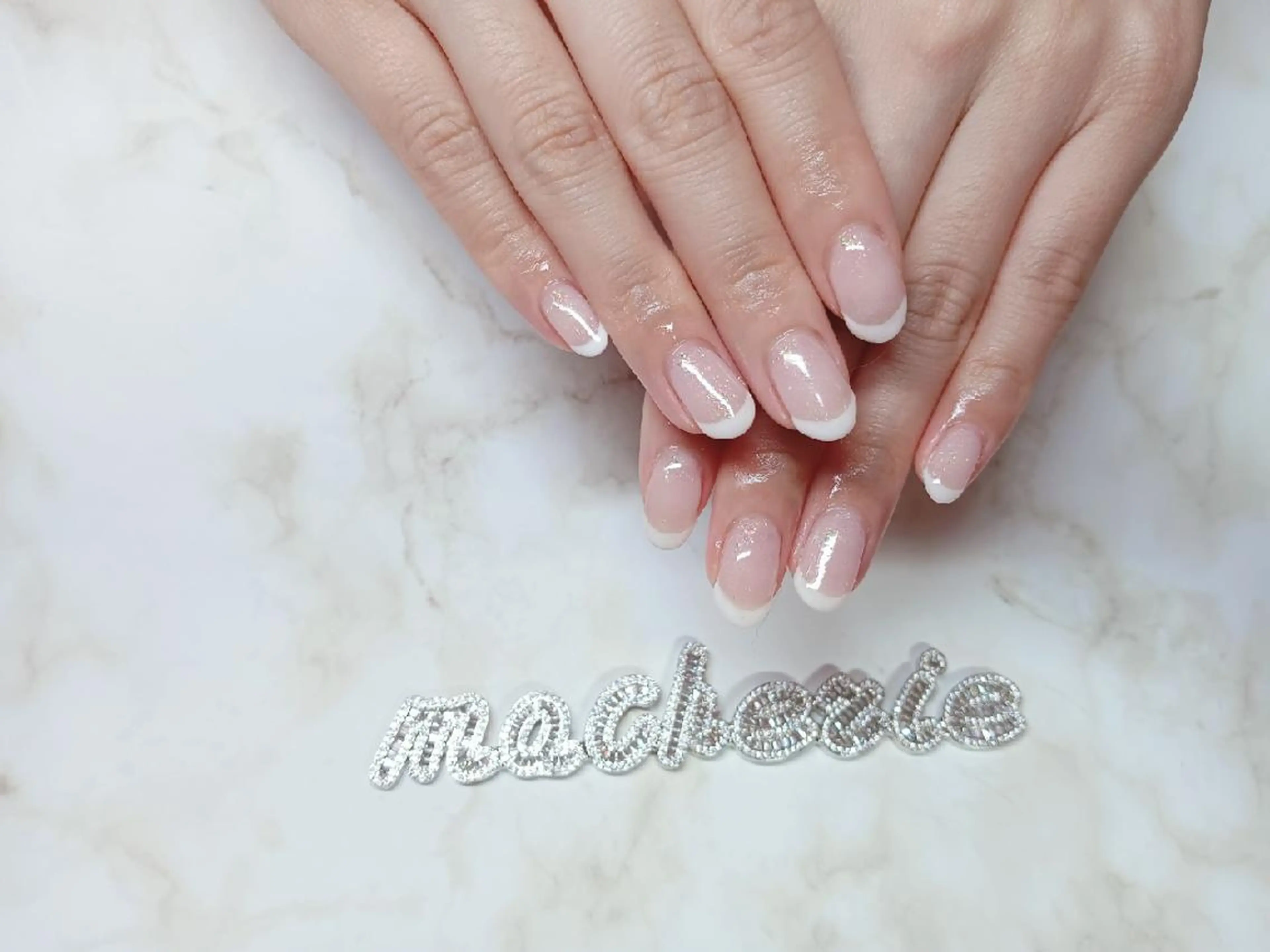 ネイル フレンチネイル ラメ(グリッター) ピンク ハンドネイル Nail Salon macherieのネイルデザイン
