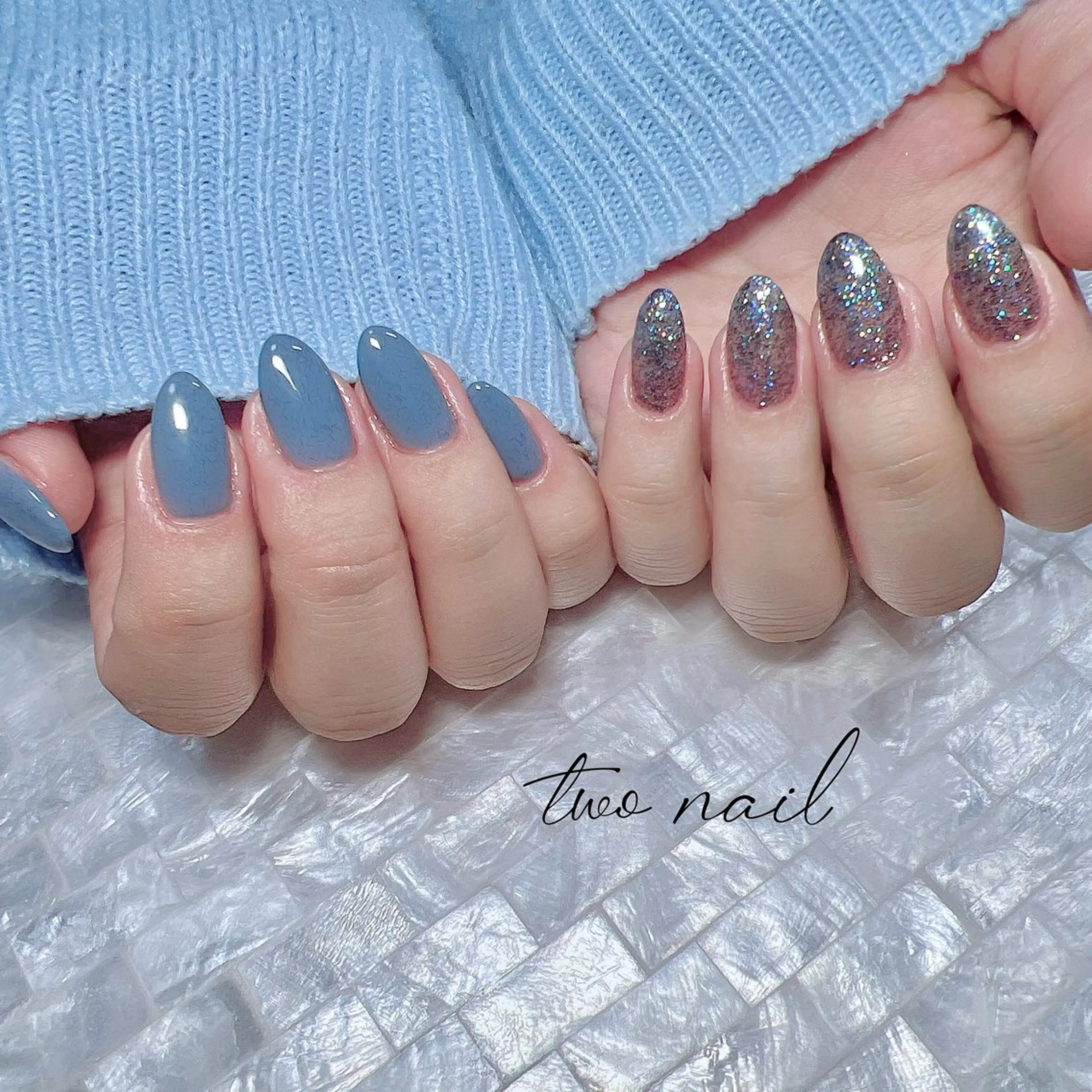 ネイル ネイルチップ ホワイト ハンドネイル two nailのネイルデザイン