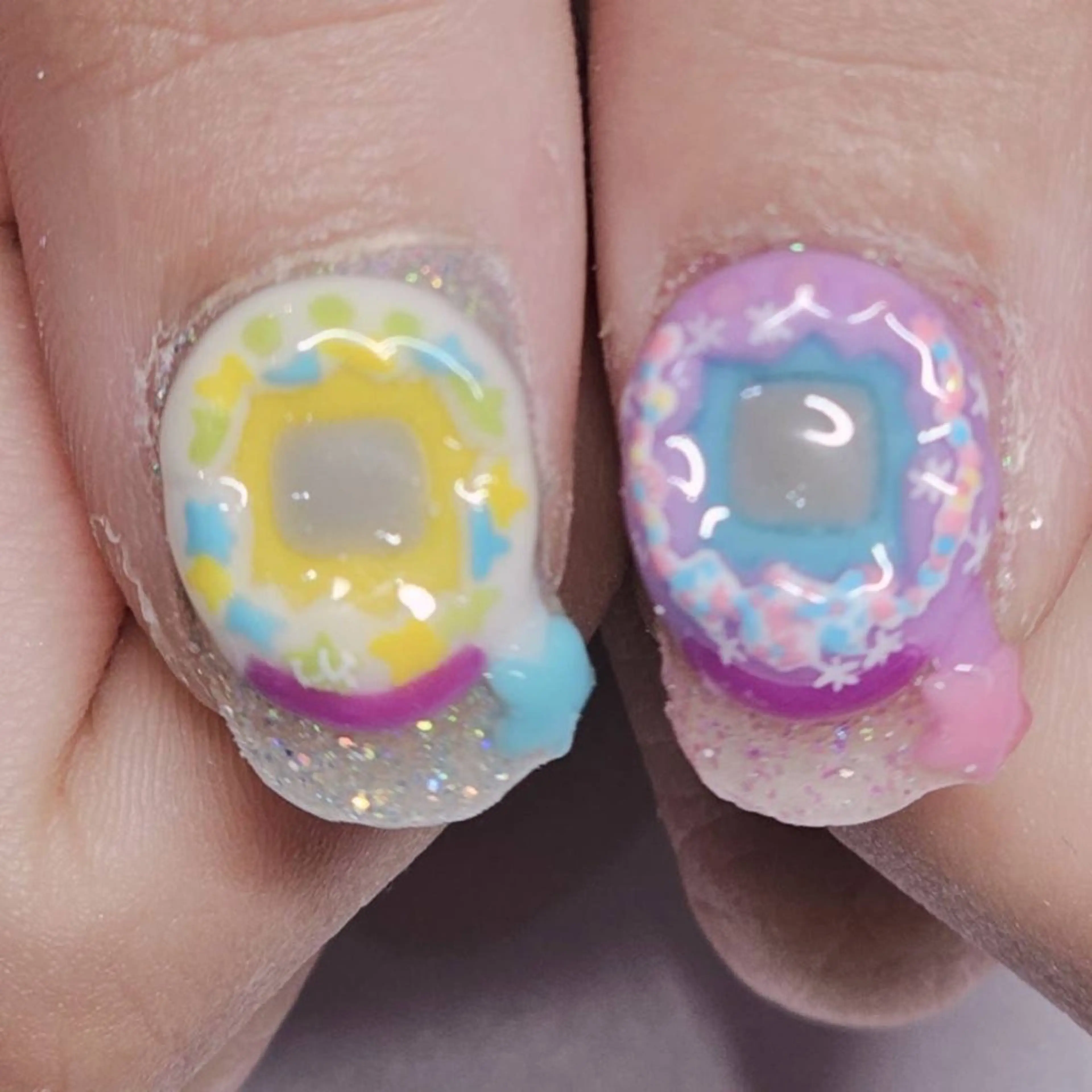 ネイル アートネイル ブルー ラメ(グリッター) パステルネイル パープル ハンドネイル よしだ ひろきのネイルデザイン