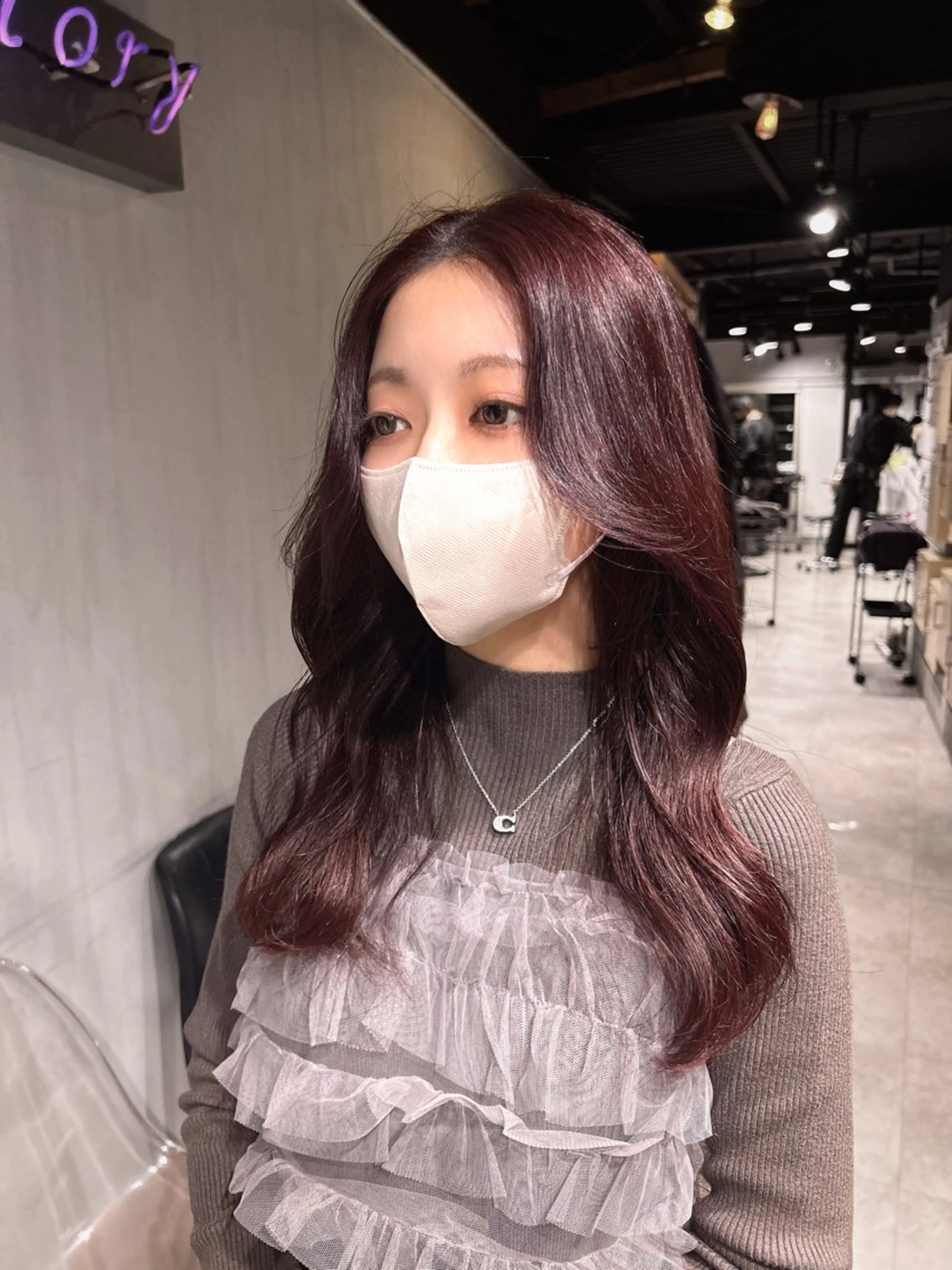 セミロング 韓国風カラー 姫カット 韓国風ヘア レイヤーカット ワンホンレイヤー MEI🎀垢抜けカラ ー🎀韓国styleのヘアスタイル