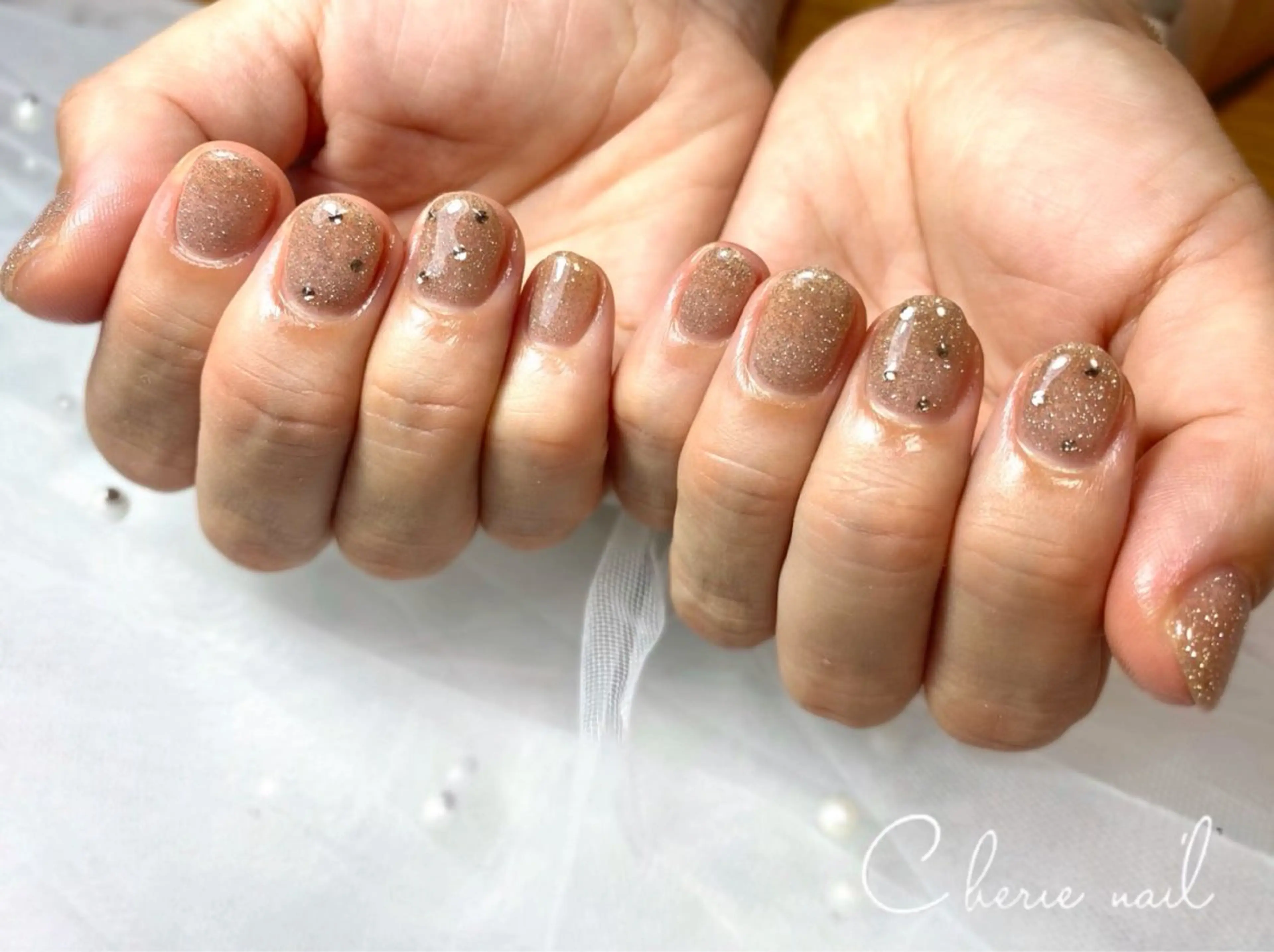 ネイル フラッシュネイル ジェルネイル キラキラネイル オフィスネイル Cherienail yunaのネイルデザイン