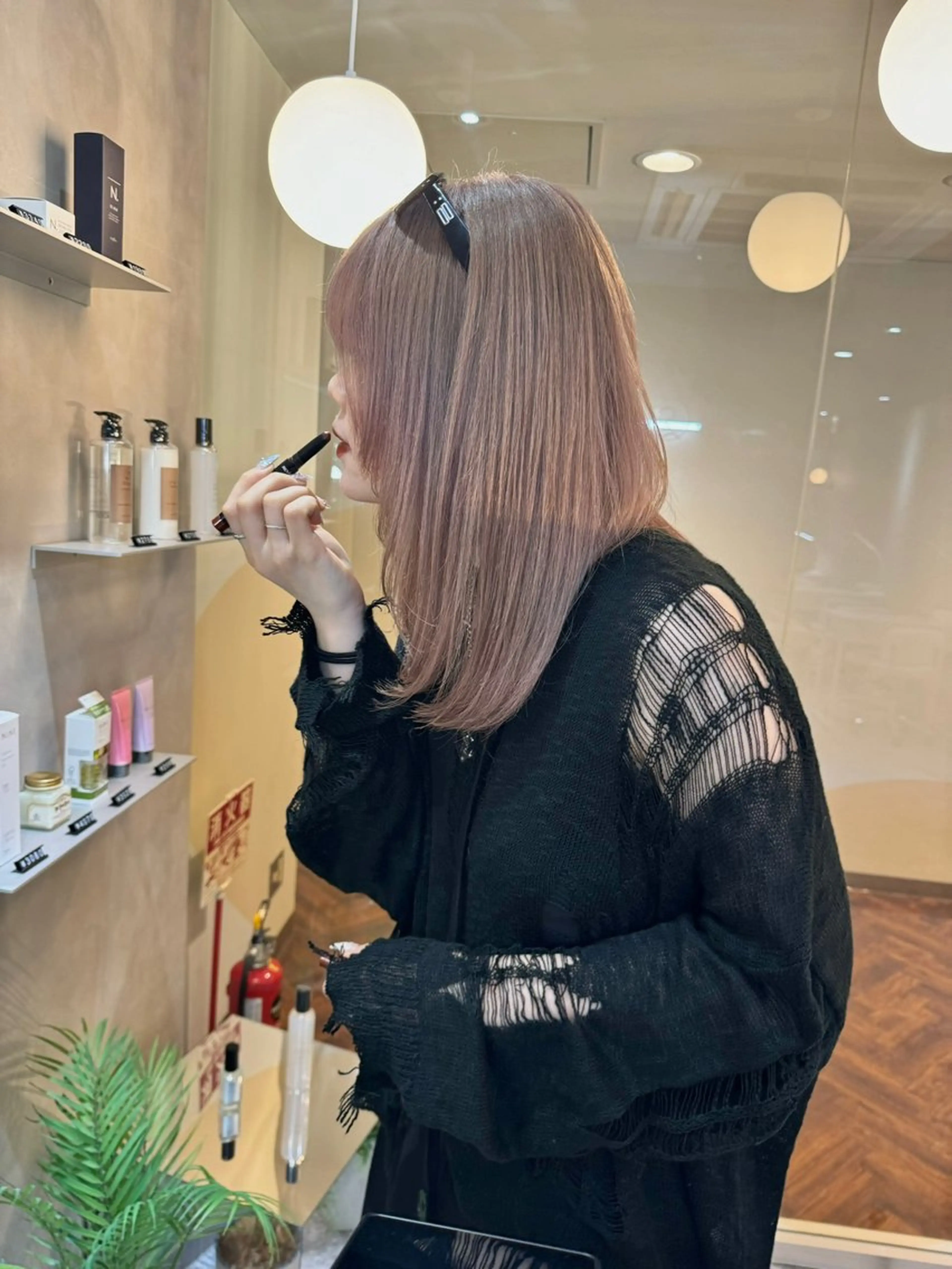 セミロング カラー ベージュカラー ブリーチ ピンクカラー ピンクベージュ 韓国ヘア🇰🇷/ 顔周り/松田光里のヘアスタイル