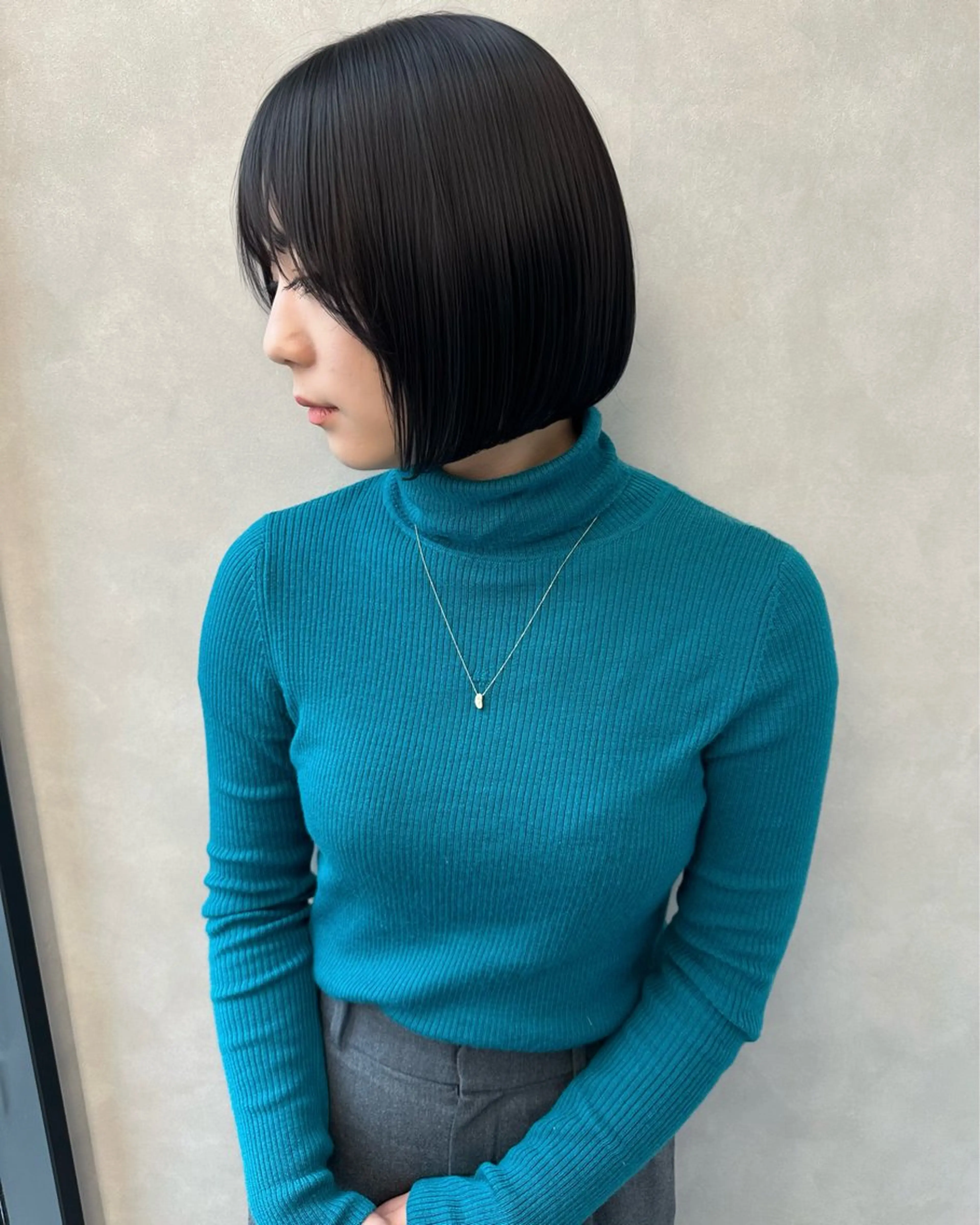 ミディアム カット ヘアカラー トリートメント 渋谷ボブ 福田連太郎のヘアスタイル