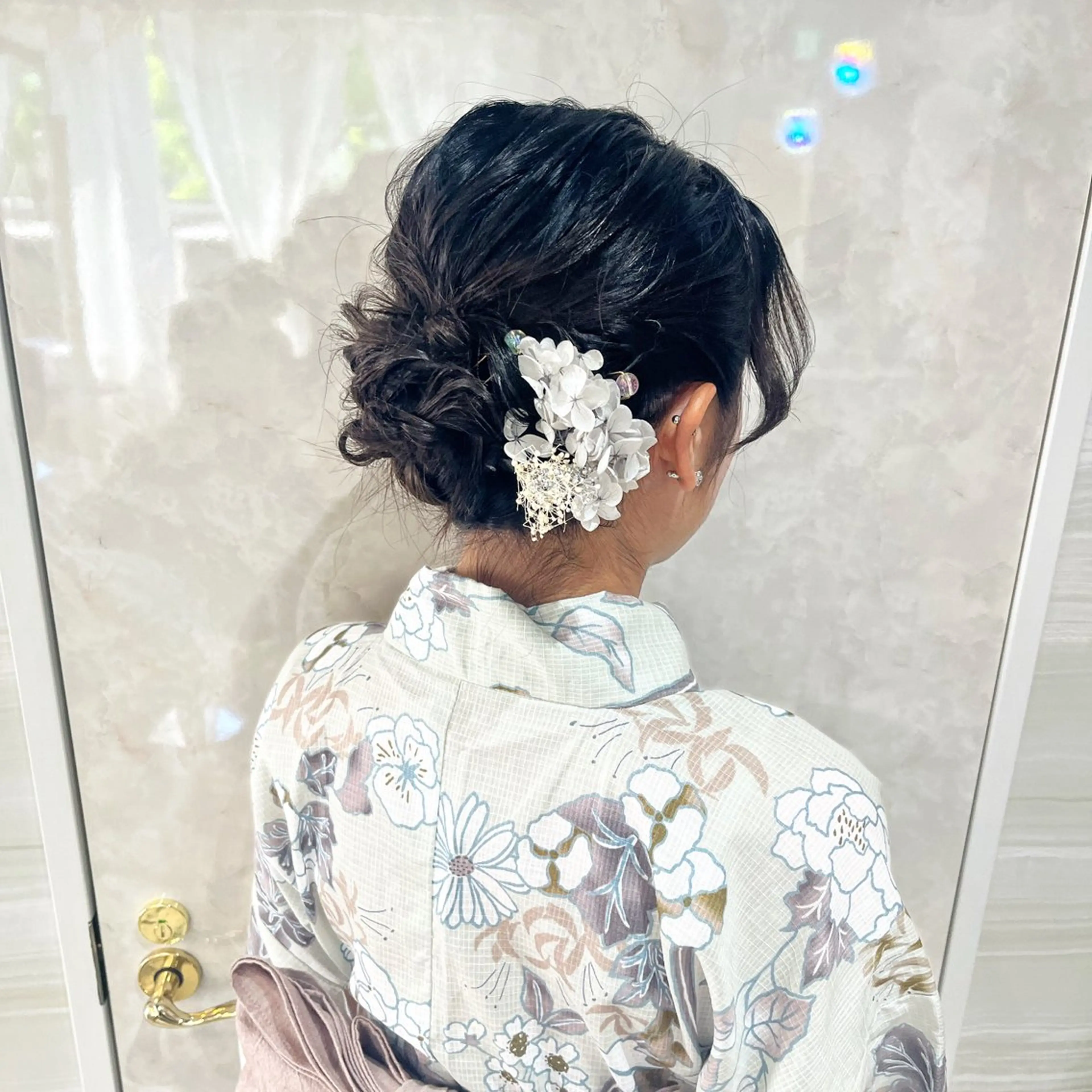 ミディアム ヘアアレンジ 浴衣 🤍あみ🤍暗髪オリ ーブ特化🌿髪質改善のヘアスタイル