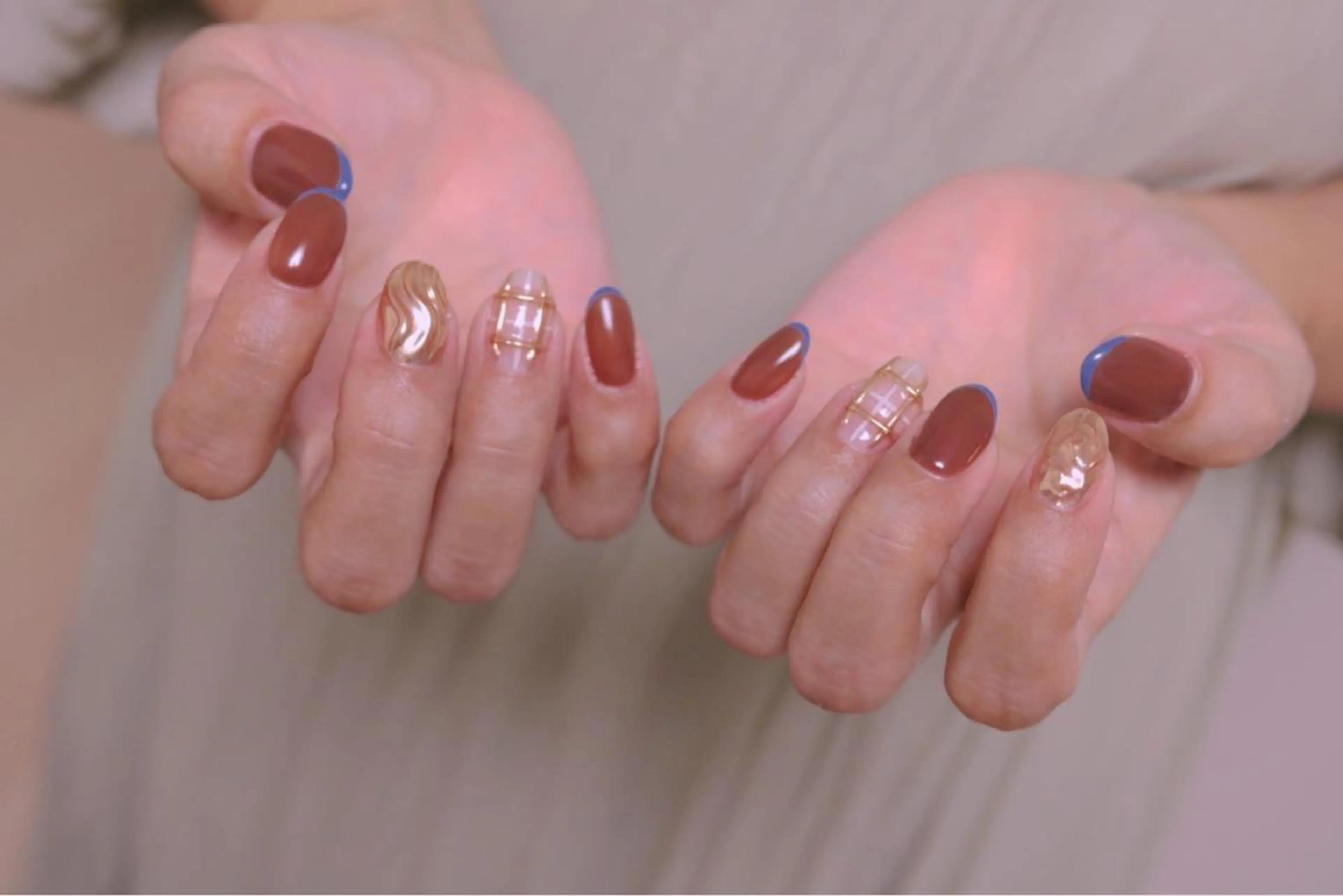 ネイル オーロラネイル カジュアル 長さ出し ジェルネイル 韓国ネイル ハンドネイル MH Nailのネイルデザイン